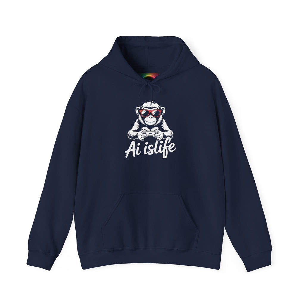 AI is Life "GAMER CHIMP ELITE" Unisex Graphic Pullover Hoodie