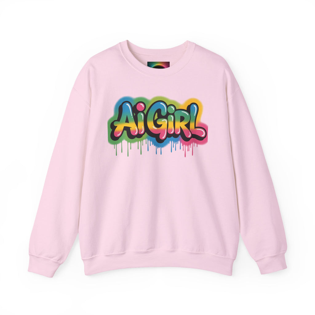 Ai Girl "Graffiti Glow" Unisex Heavy Blend Crewneck Sweatshirt
