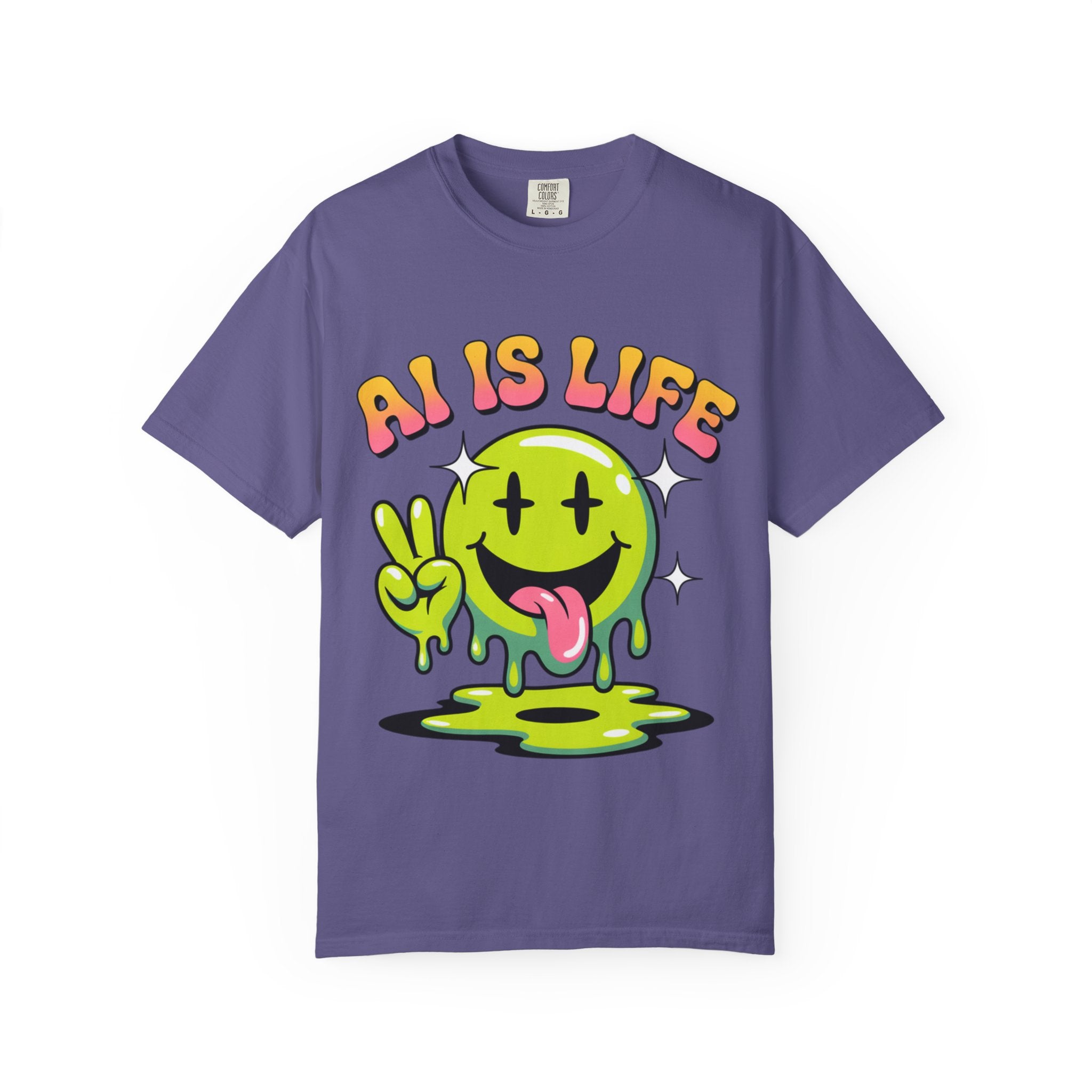 AI IS LIFE "Happy Glitch" Unisex Garment-Dyed T-shirt