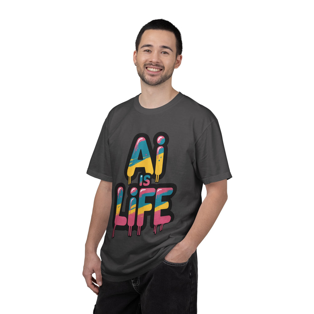 AI IS LIFE  " Neon Circuit " Unisex Garment-Dyed T-shirt