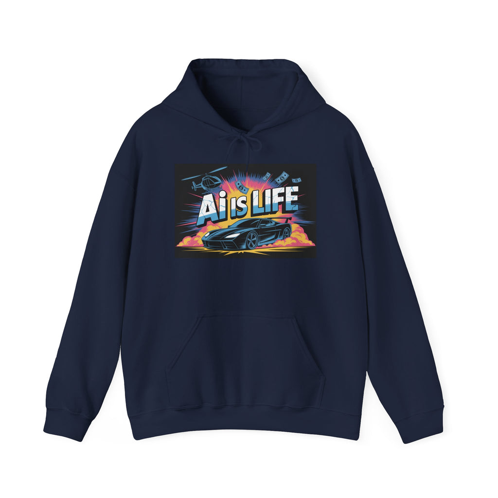 AI is LIFE " Action Mode "  Unisex Heavy Blend™ Hooded Sweatshirt
