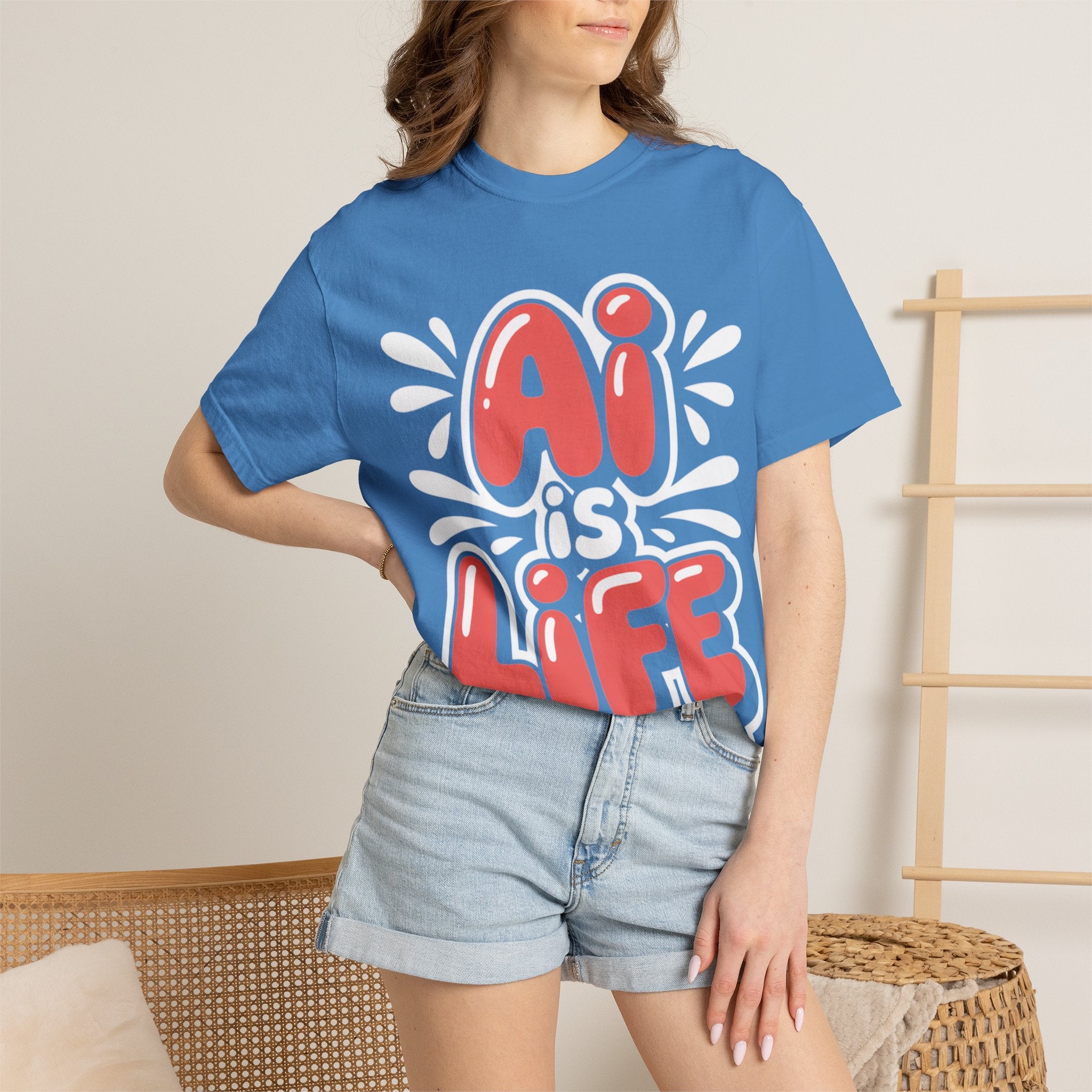 AI IS LIFE  " Neural Pop " Unisex Garment-Dyed T-shirt