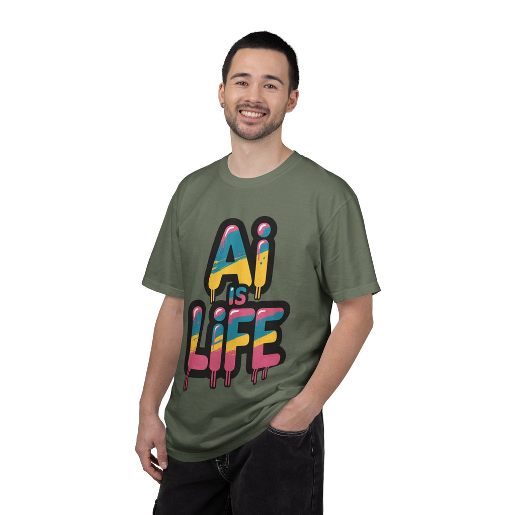 AI IS LIFE  " Neon Circuit " Unisex Garment-Dyed T-shirt