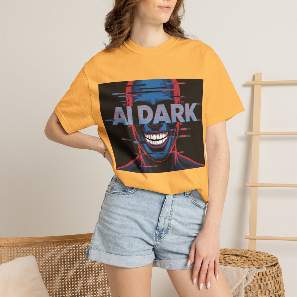 AI DARK " Deepcore Distortion — Cyberpunk Smiling Skull Tee