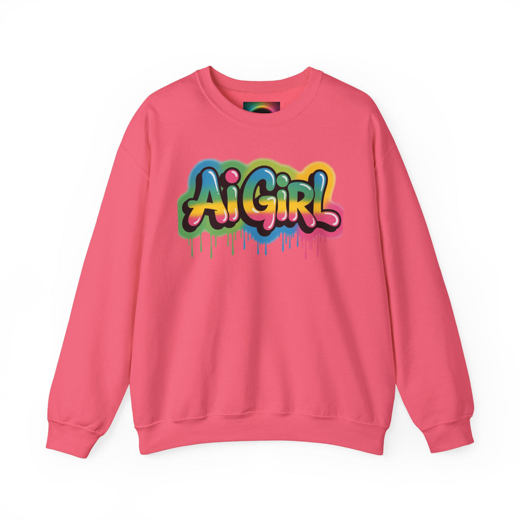 Ai Girl "Graffiti Glow" Unisex Heavy Blend Crewneck Sweatshirt