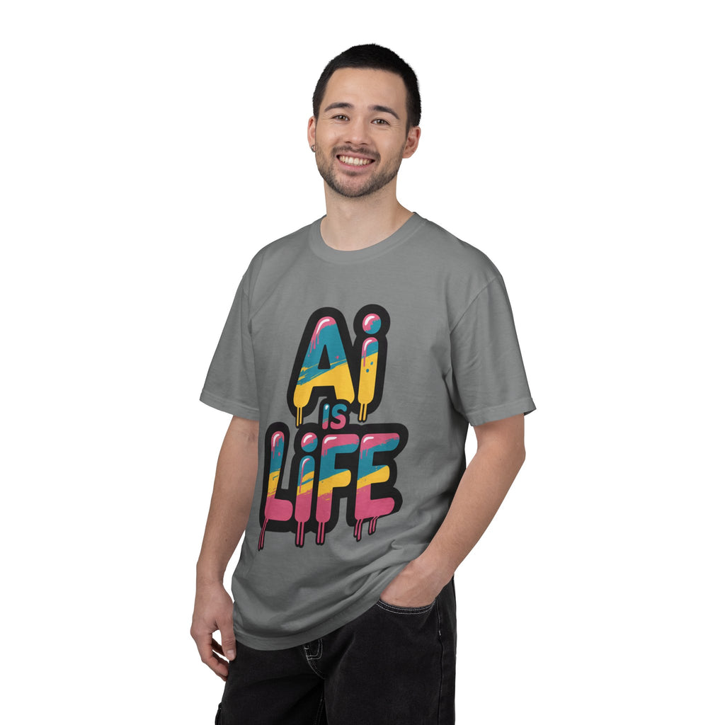 AI IS LIFE  " Neon Circuit " Unisex Garment-Dyed T-shirt