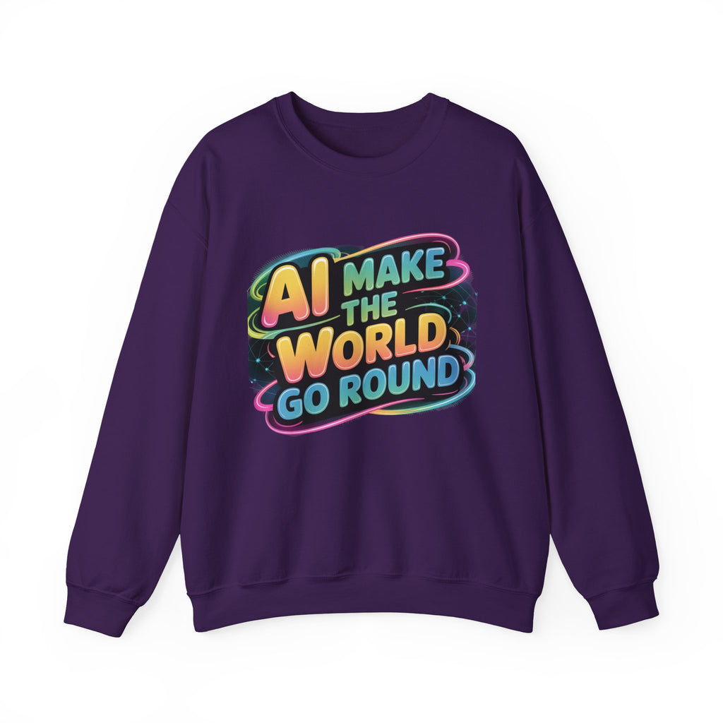 AI MAKE THE WORLD GO ROUND  "Techno Orbit"  Heavy Blend™ Crewneck Sweatshirt
