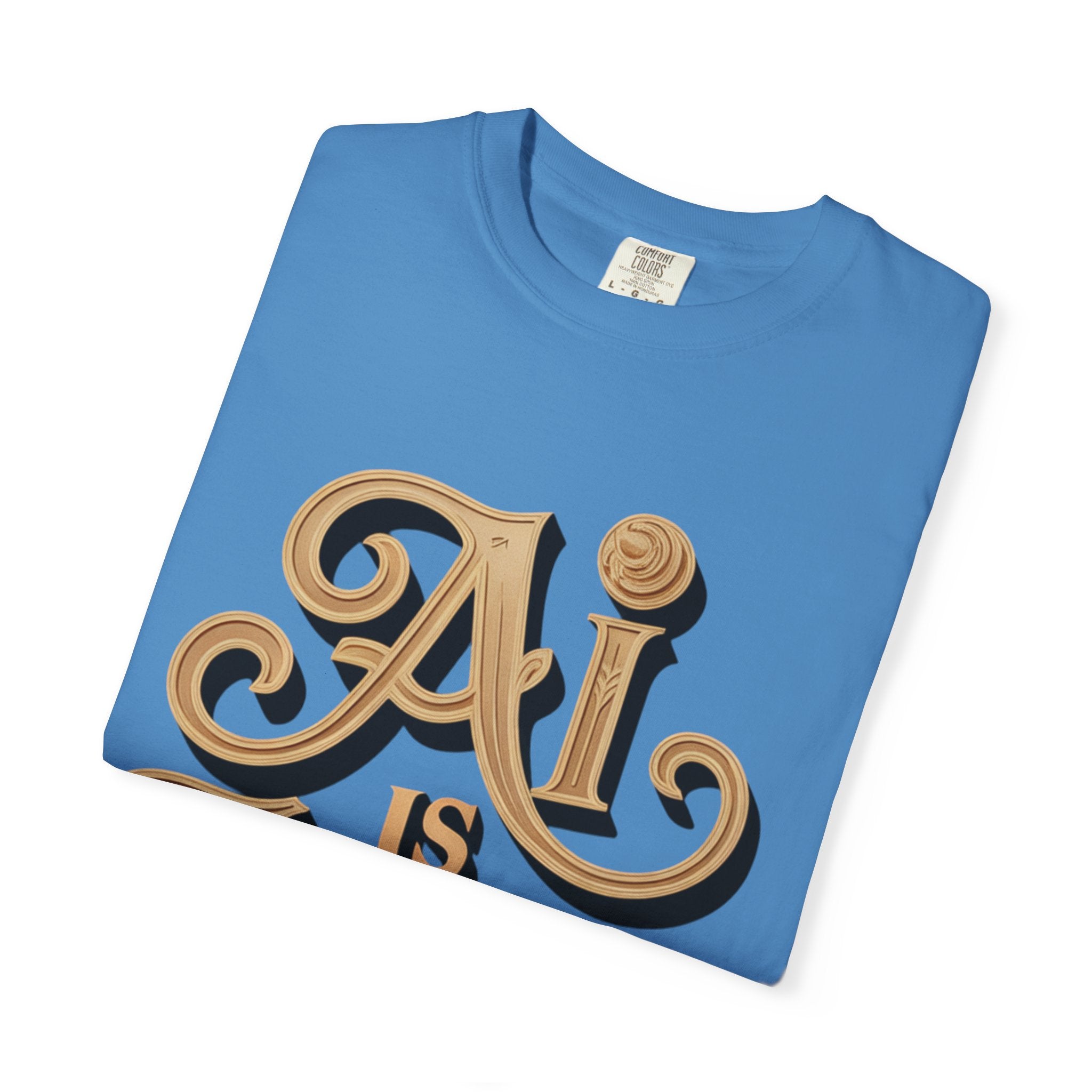 AI IS LIFE  " Golden Neuralwave "  Unisex Garment-Dyed T-shirt