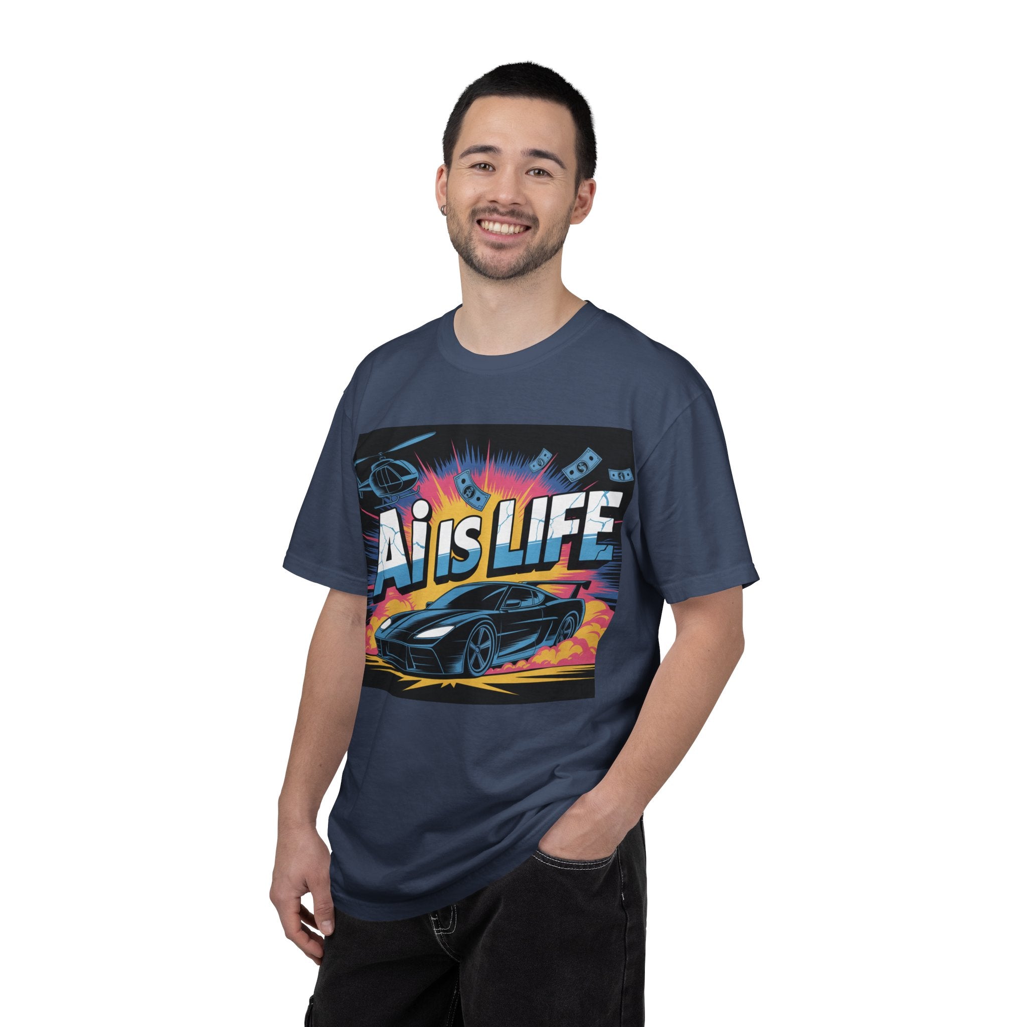AI Is Life  "Action Mode"  Unisex Garment-Dyed T-shirt
