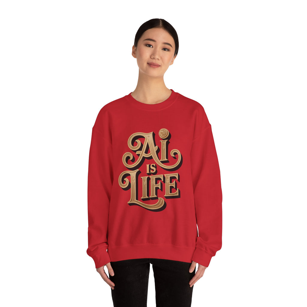 AI IS LIFE  "Golden Neuralwave"  Unisex Heavy Blend™ Crewneck Sweatshirt