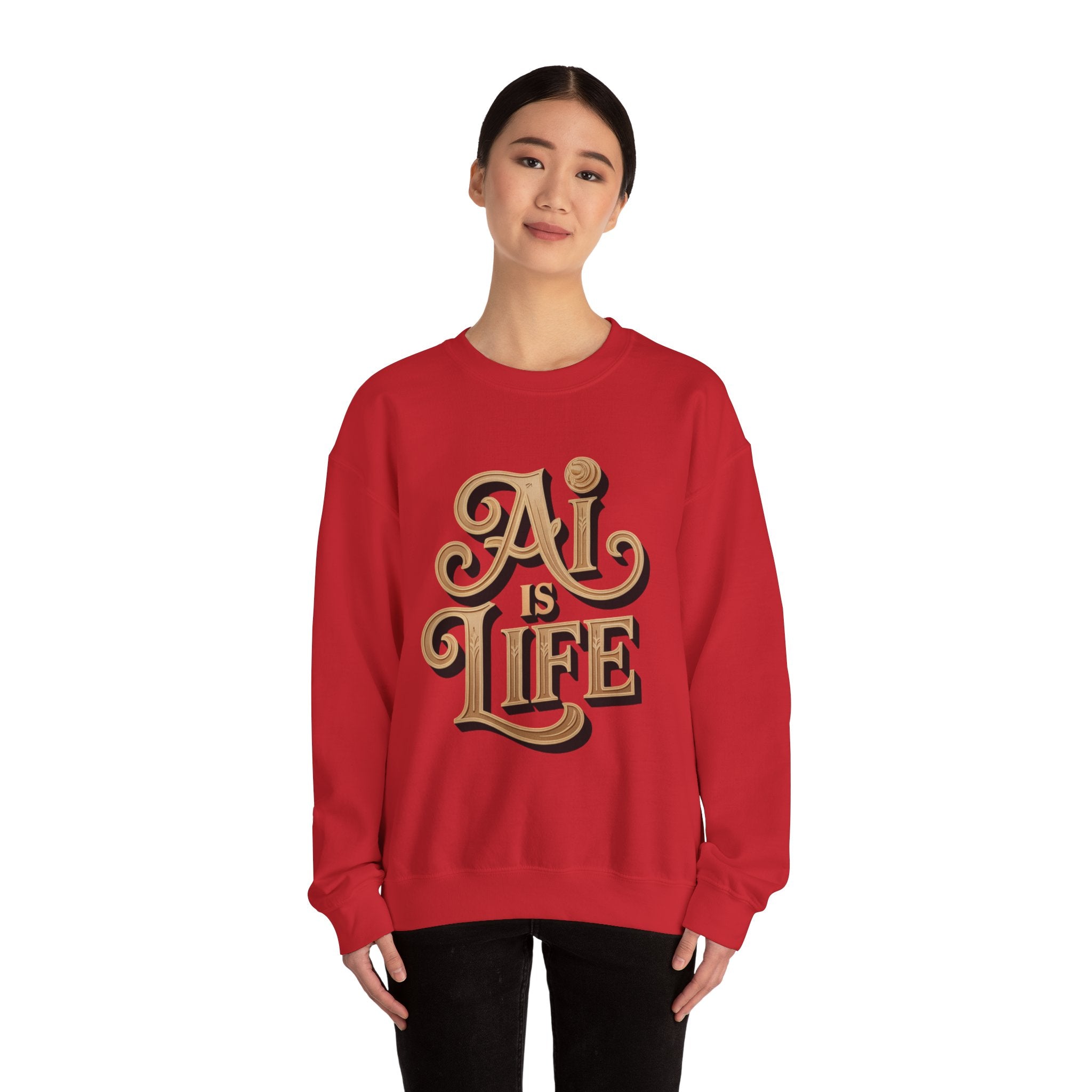 AI IS LIFE  "Golden Neuralwave"  Unisex Heavy Blend™ Crewneck Sweatshirt