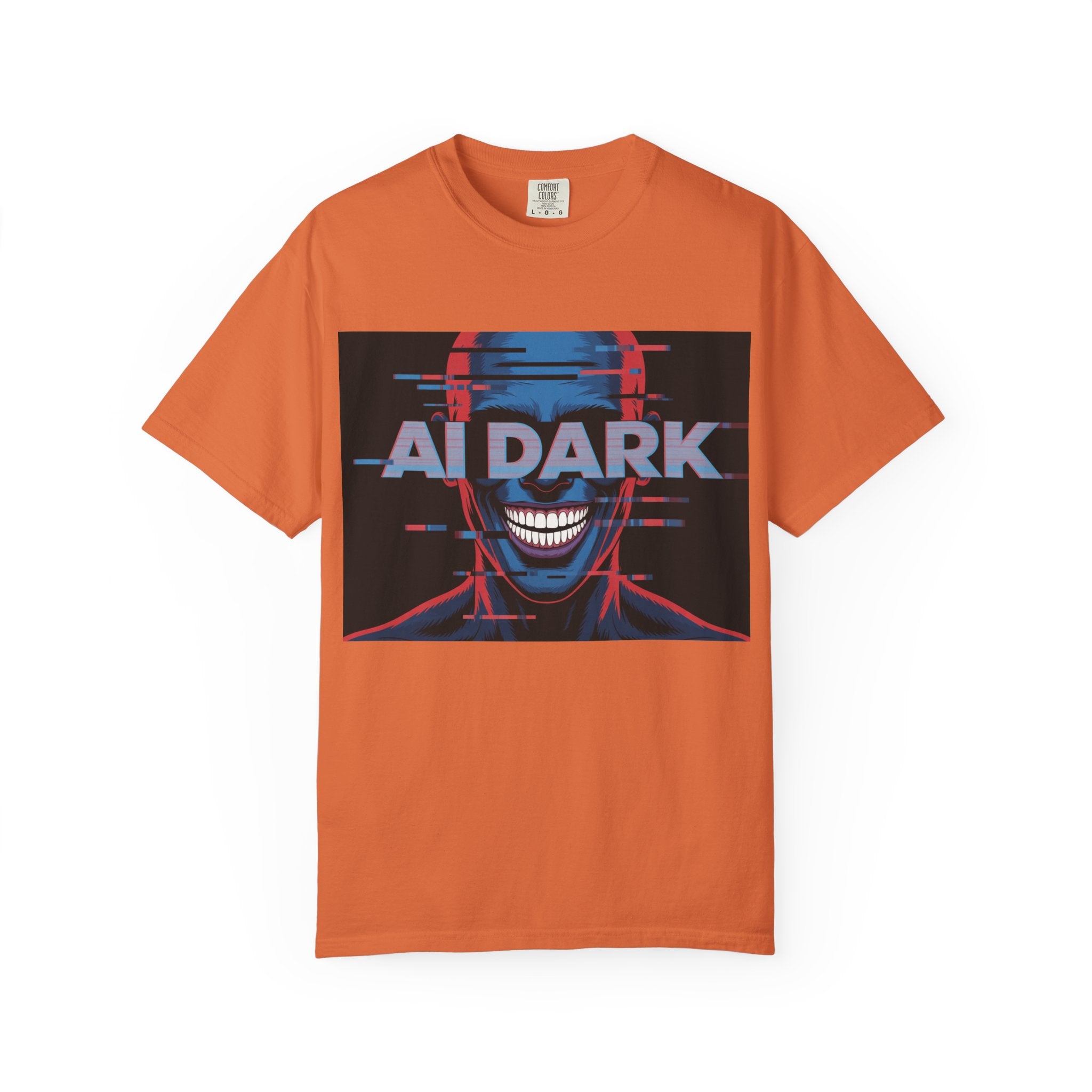 AI DARK " Deepcore Distortion — Cyberpunk Smiling Skull Tee