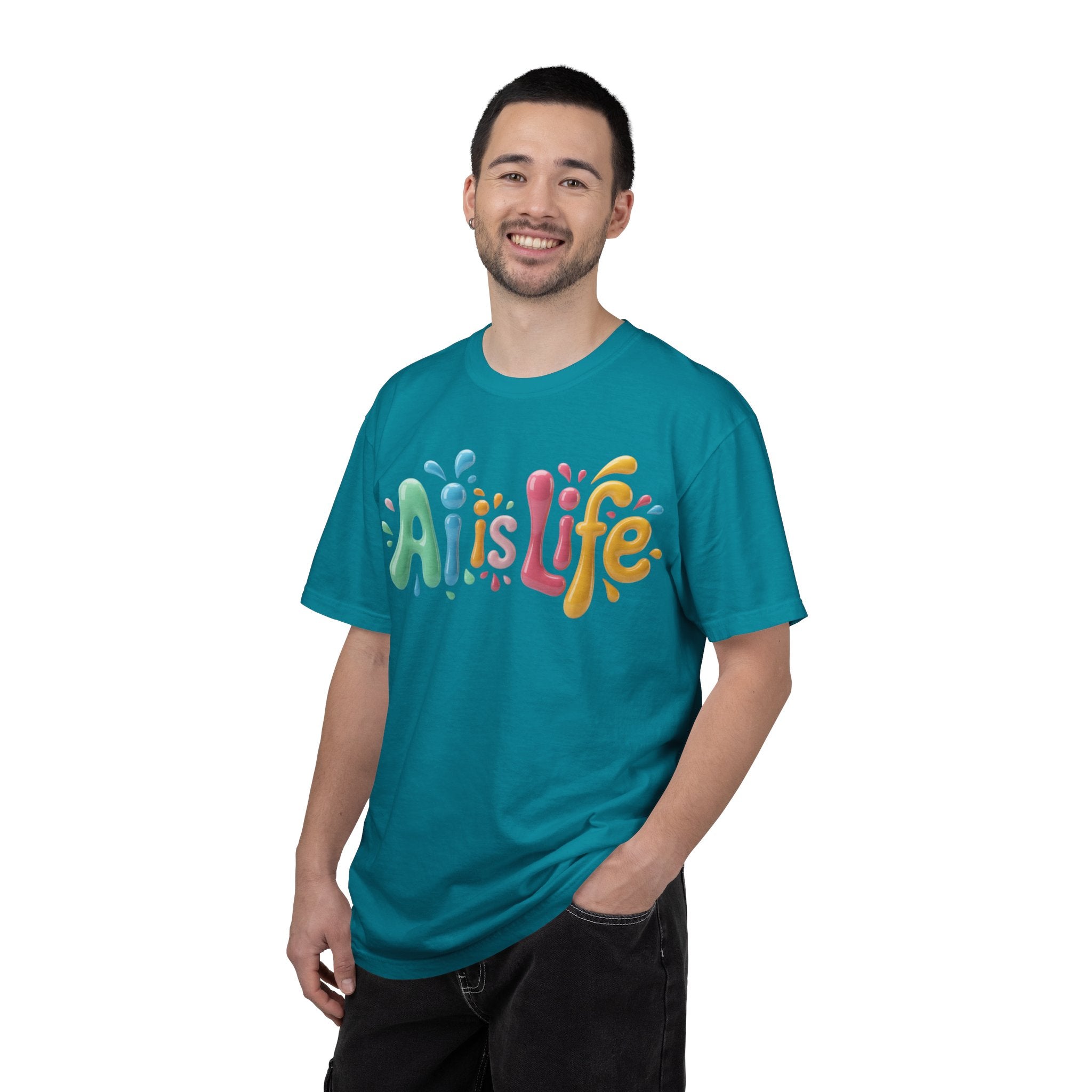 AI IS LIFE  “Colorful Circuit Pop”  Unisex Garment-Dyed T-shirt