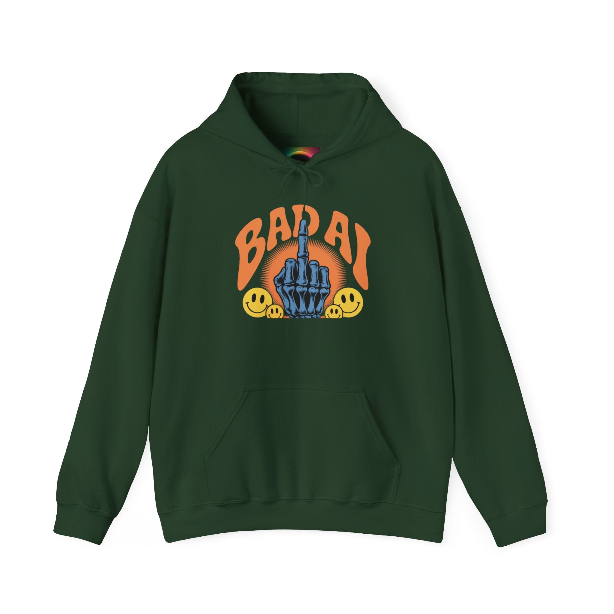 Bad Day Middle Finger Hoodie – Retro Skull Hand Graphic Sweatshirt