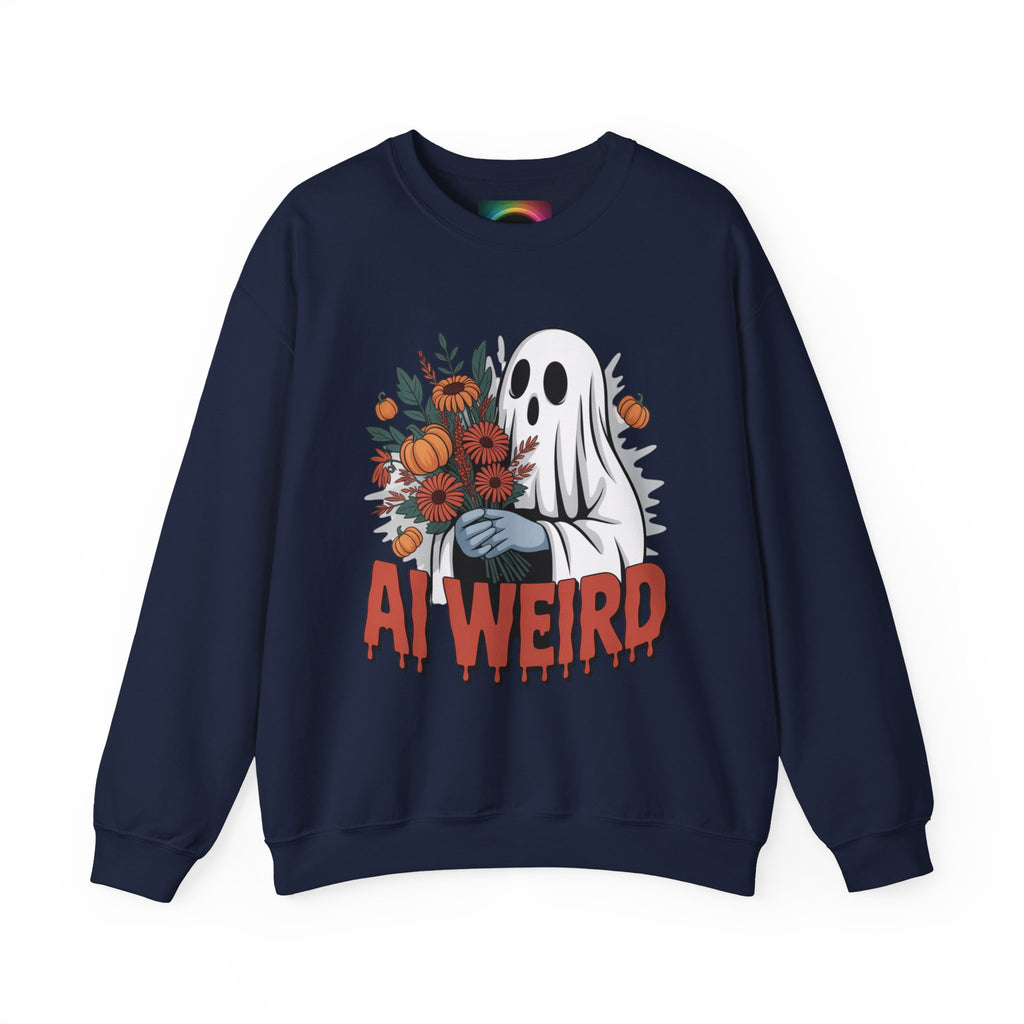 AI Weird "Glitch Garden  Ghost" Unisex Garment-Dyed Sweatshirt