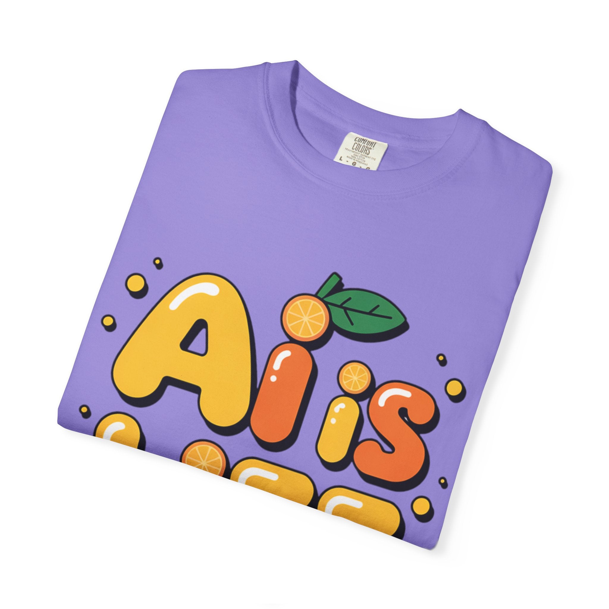 2. AI is LIFE  "Orange Overclock" Unisex Garment-Dyed T-shirt