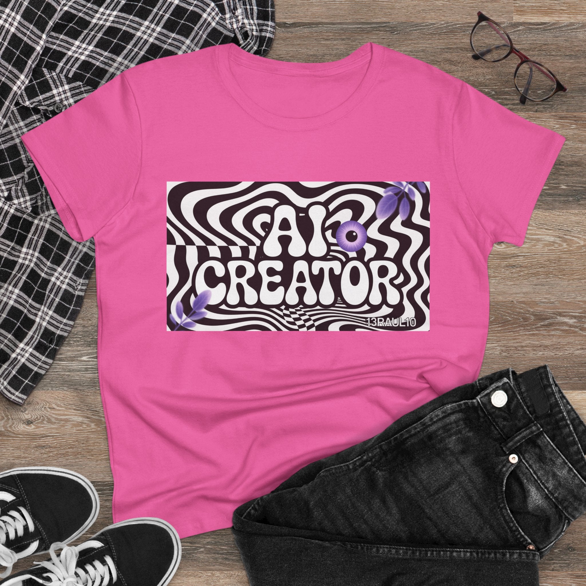 AI Creator  "Optic Loop" Women's Midweight Cotton Tee