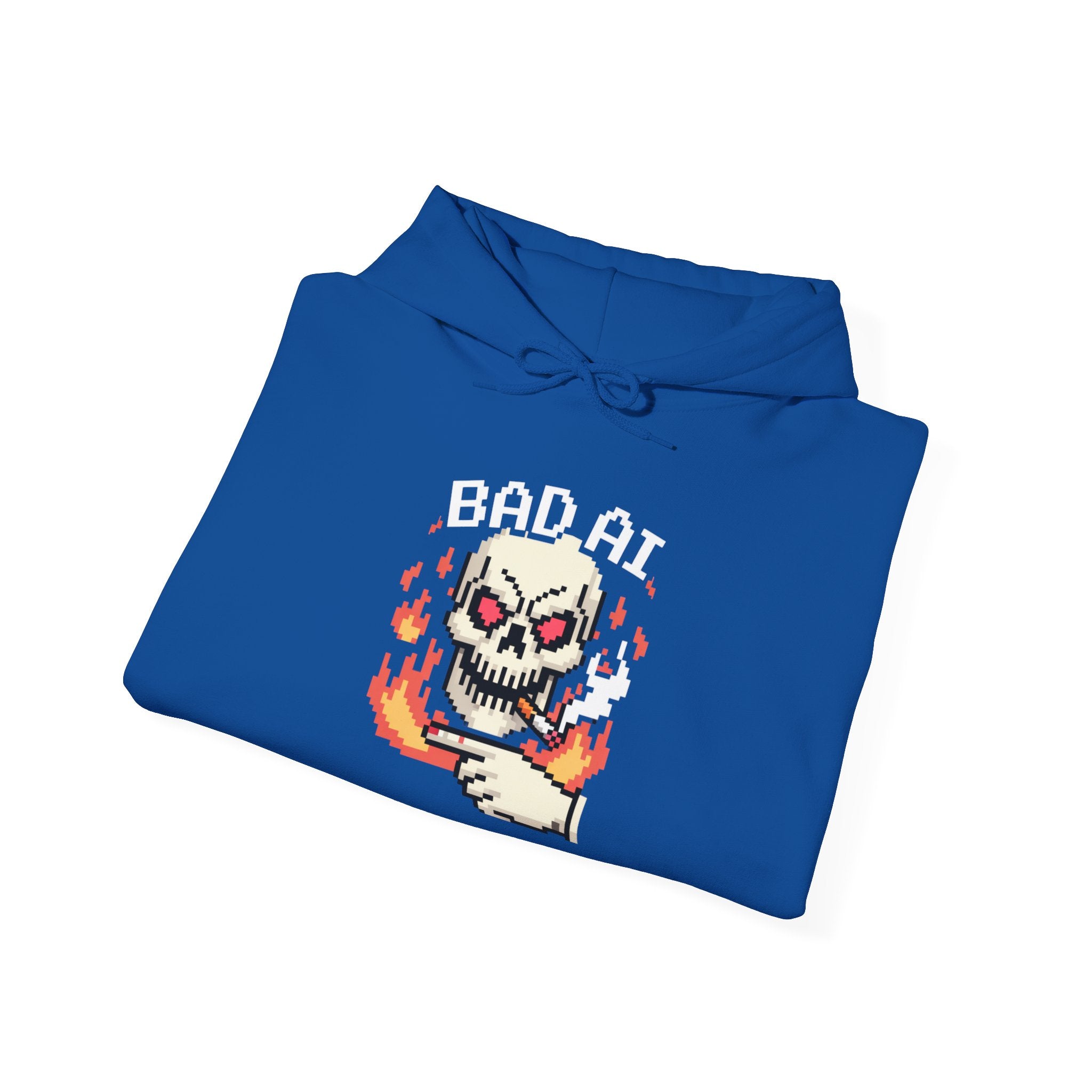 Bad AI Skull Hoodie — "CYBER BONE COMMAND"Hooded Sweatshirt