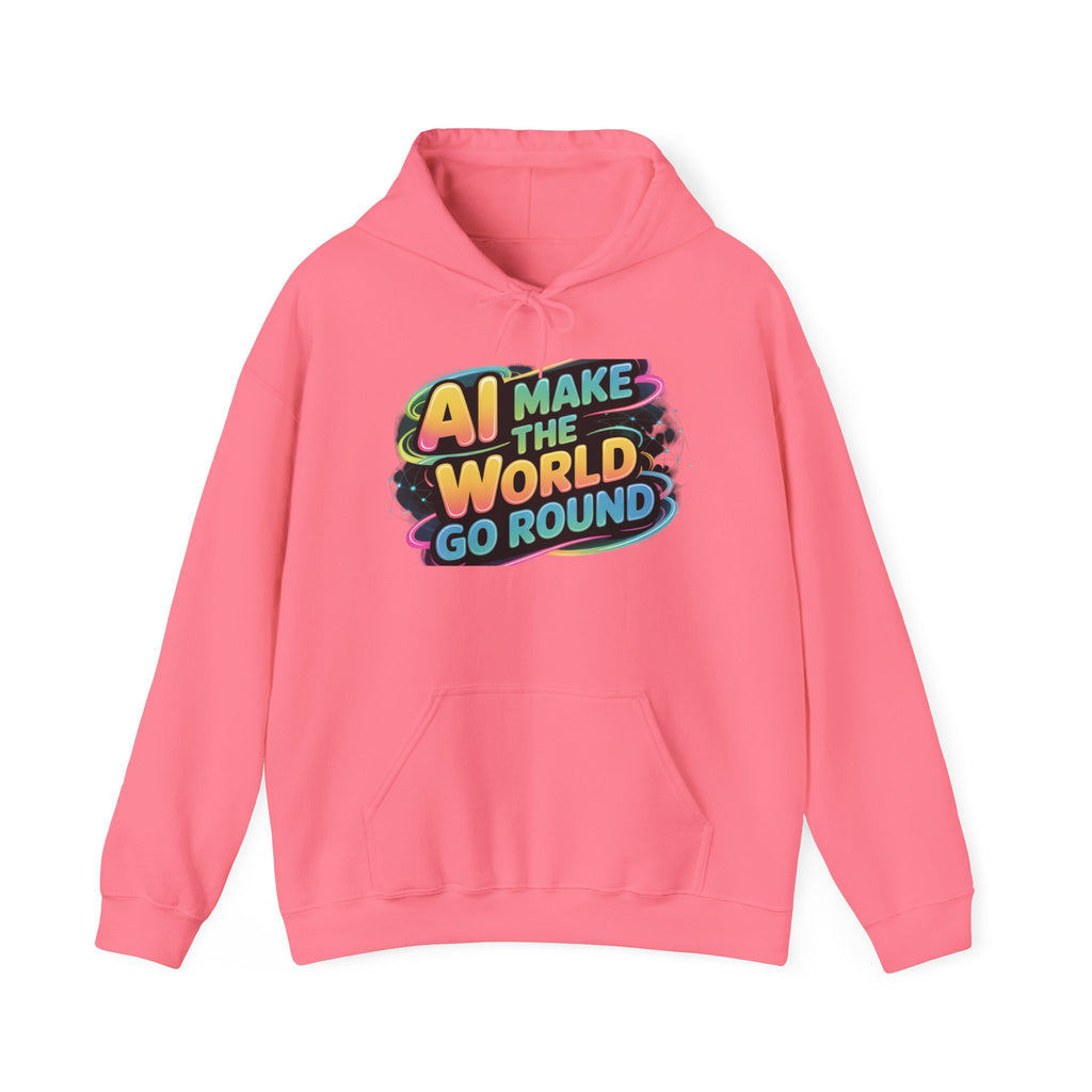 AI MAKE THE WORLD GO ROUND  "Techno Orbit" Unisex Heavy Blend™ Hooded Sweatshirt