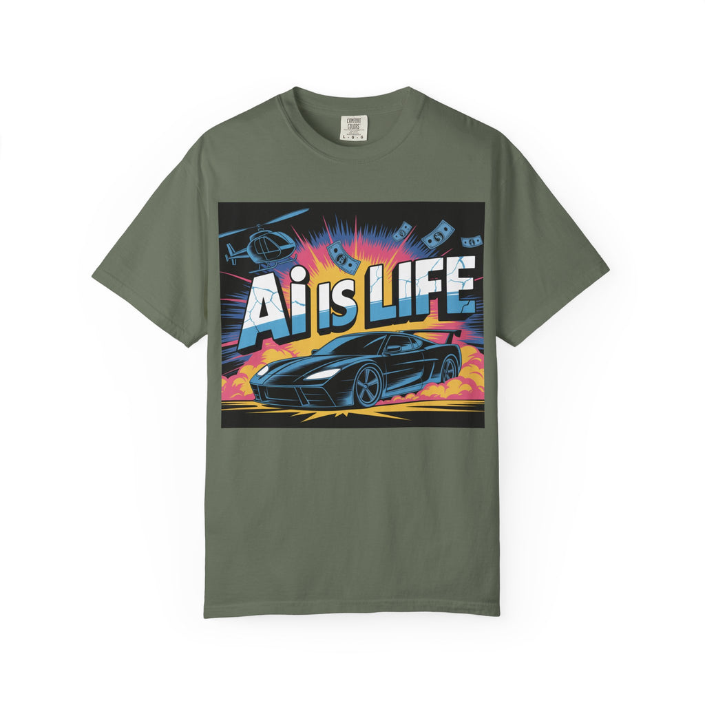 AI Is Life  "Action Mode"  Unisex Garment-Dyed T-shirt