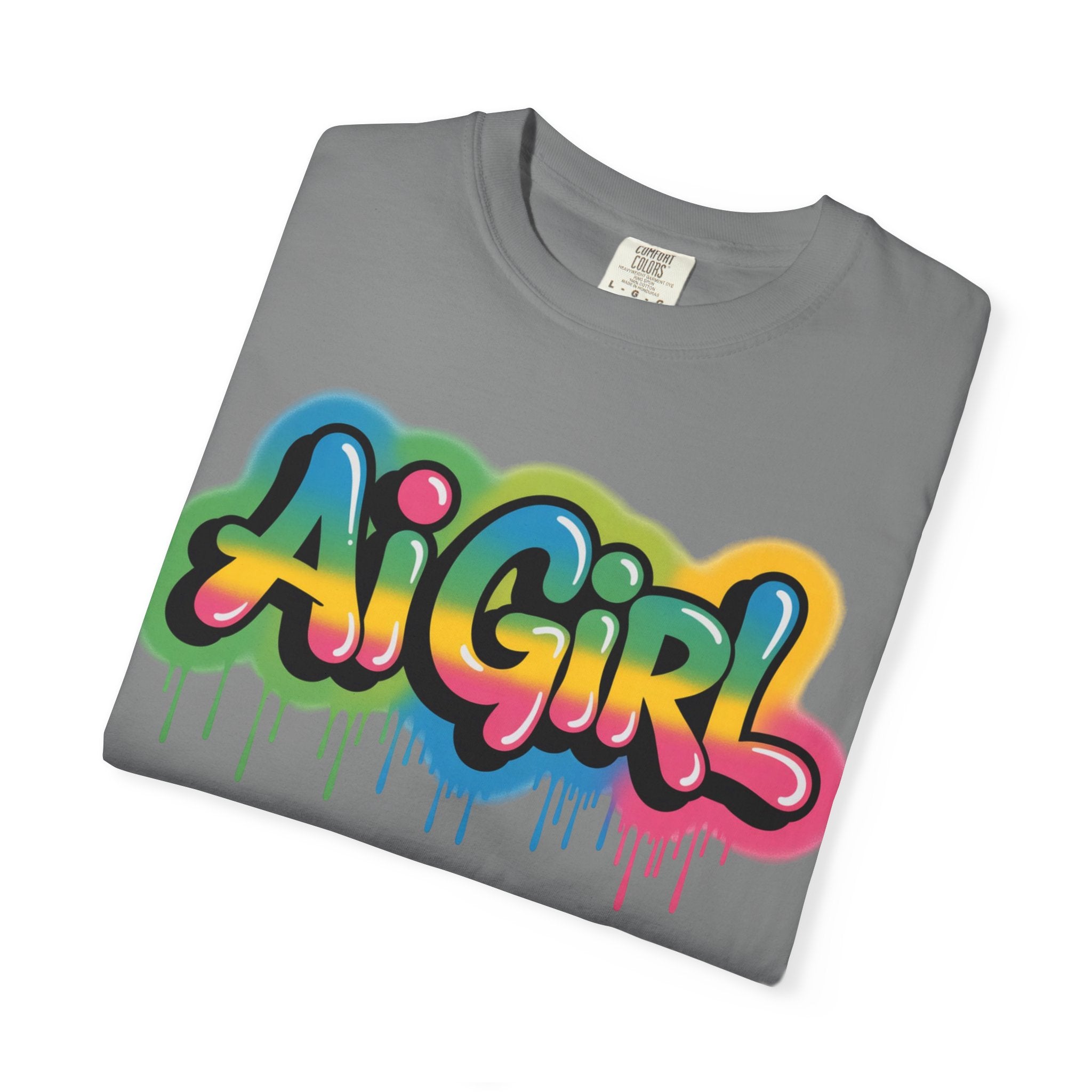Ai Girl  "Graffiti Glow " Unisex Heavy Blend Garment-Dyed T-shirt