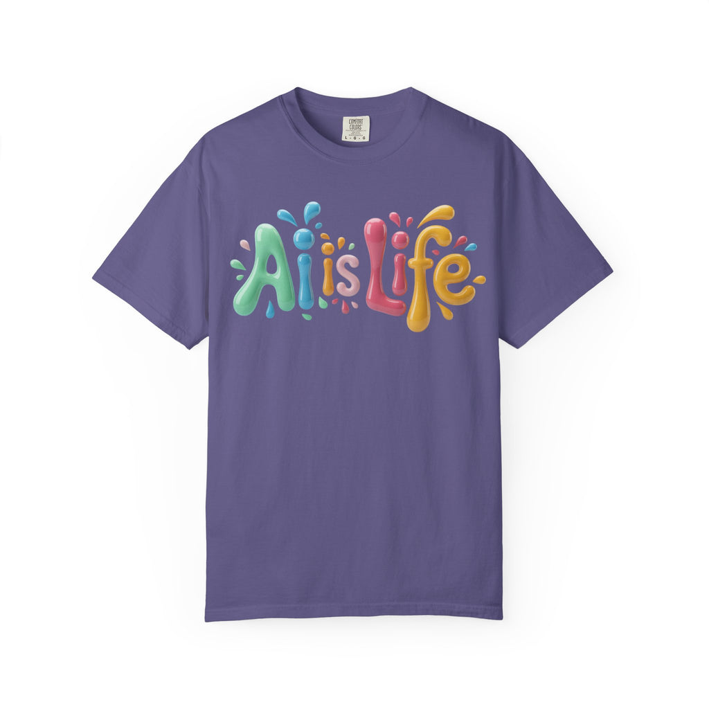 AI IS LIFE  “Colorful Circuit Pop”  Unisex Garment-Dyed T-shirt