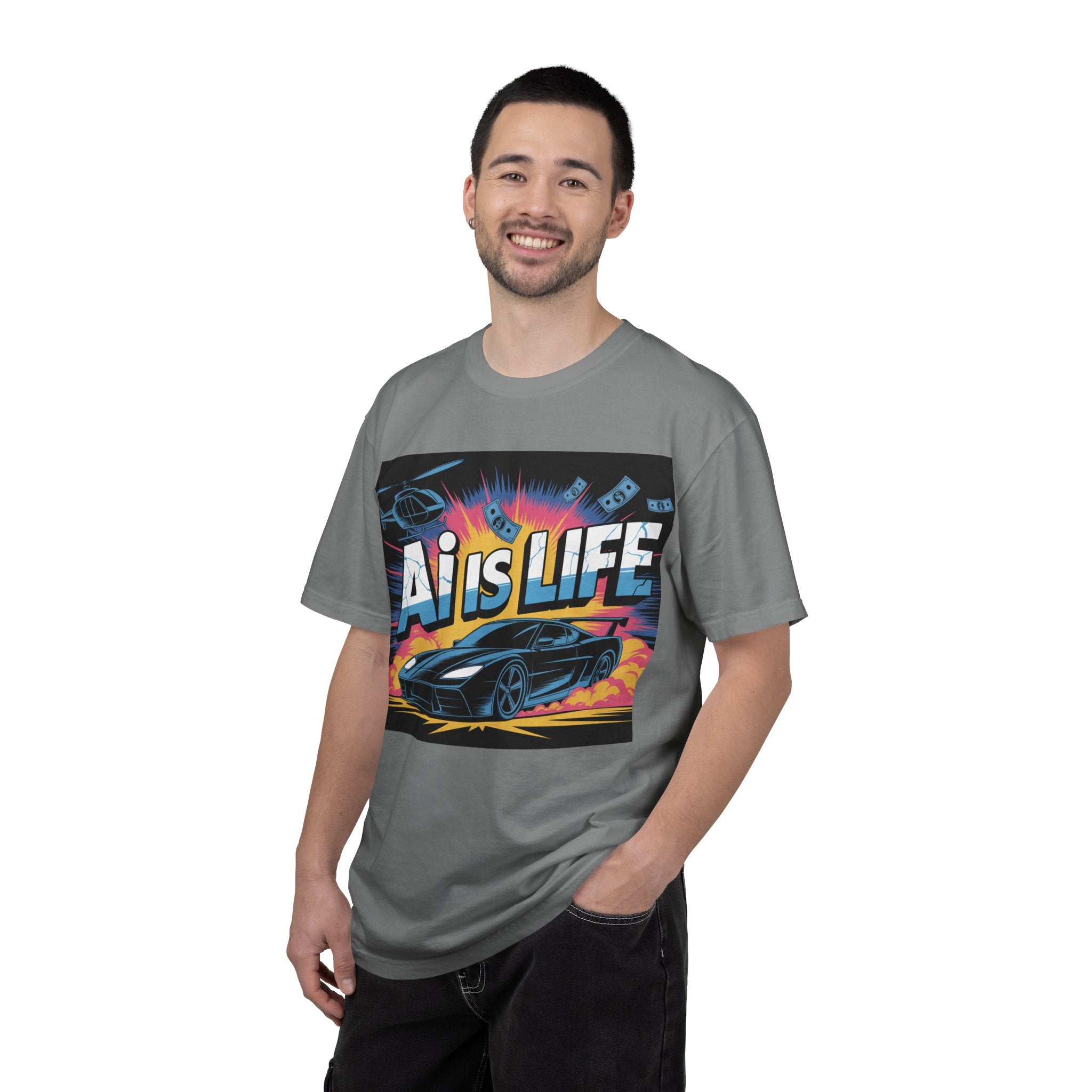 AI Is Life  "Action Mode"  Unisex Garment-Dyed T-shirt