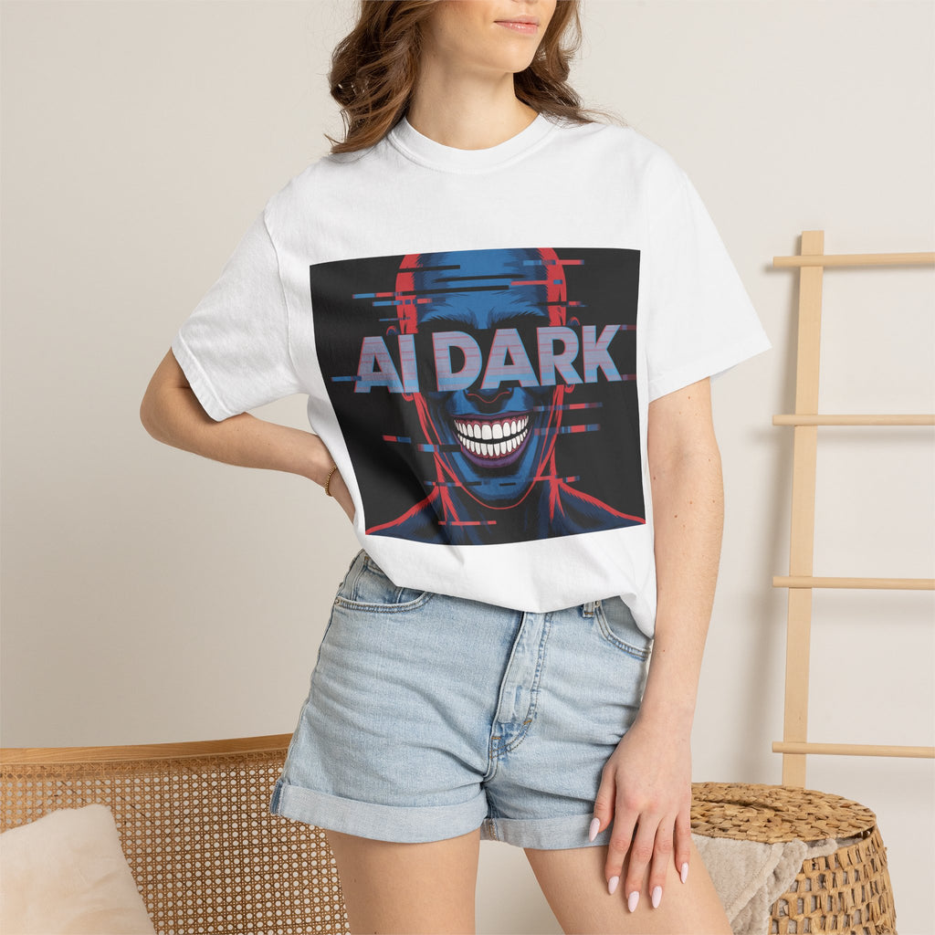 AI DARK " Deepcore Distortion — Cyberpunk Smiling Skull Tee
