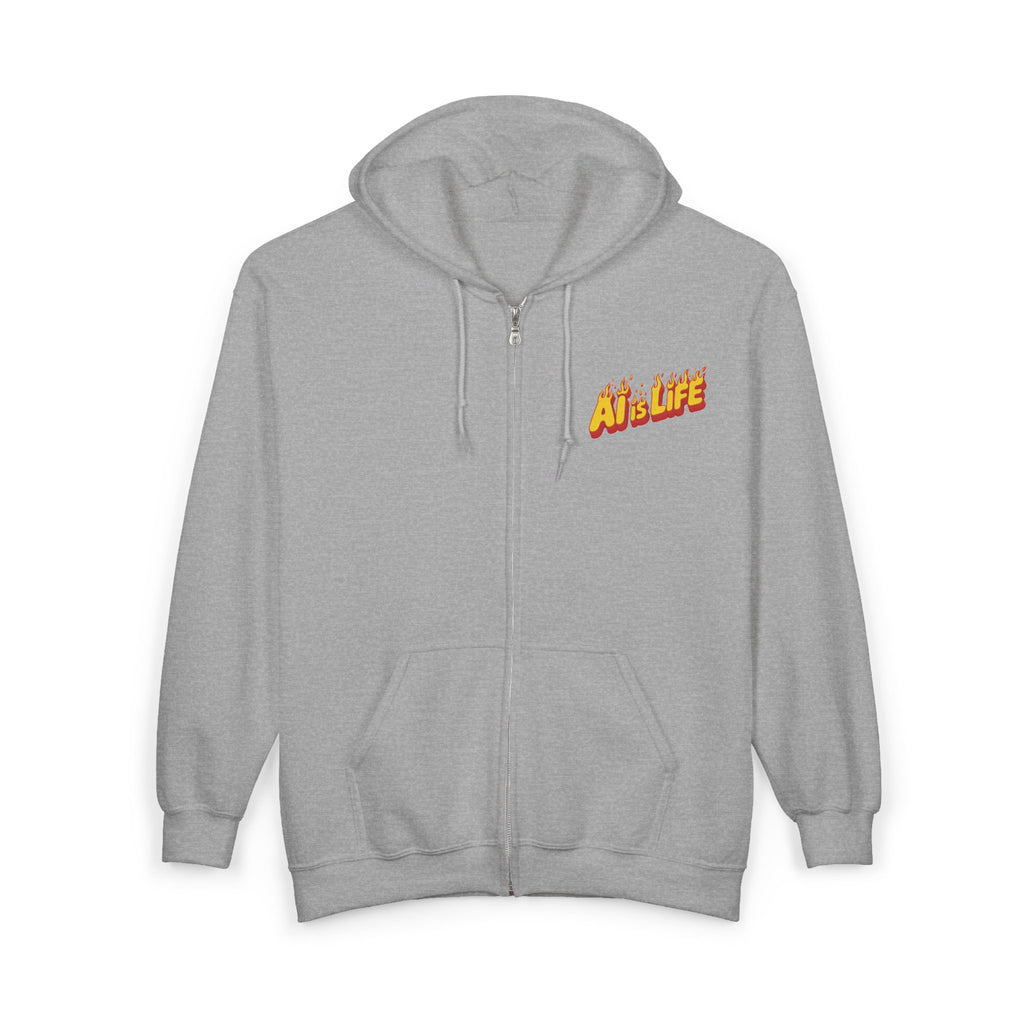 AI is LIFE “FLAME CODE” Unisex Heavy Blend™ Full Zip Hooded Sweatshirt