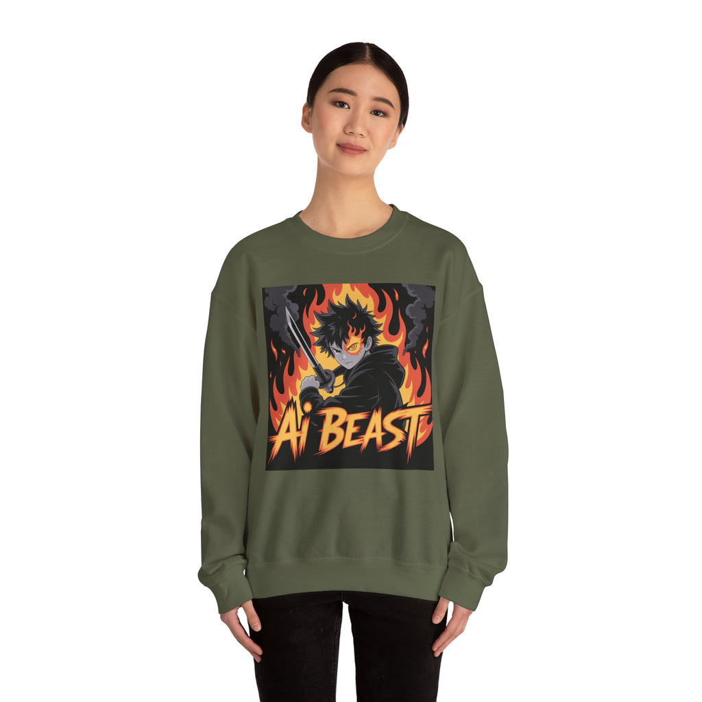 AI BEAST  "Warrior.exe"  Unisex Heavy Blend™ Crewneck Sweatshirt