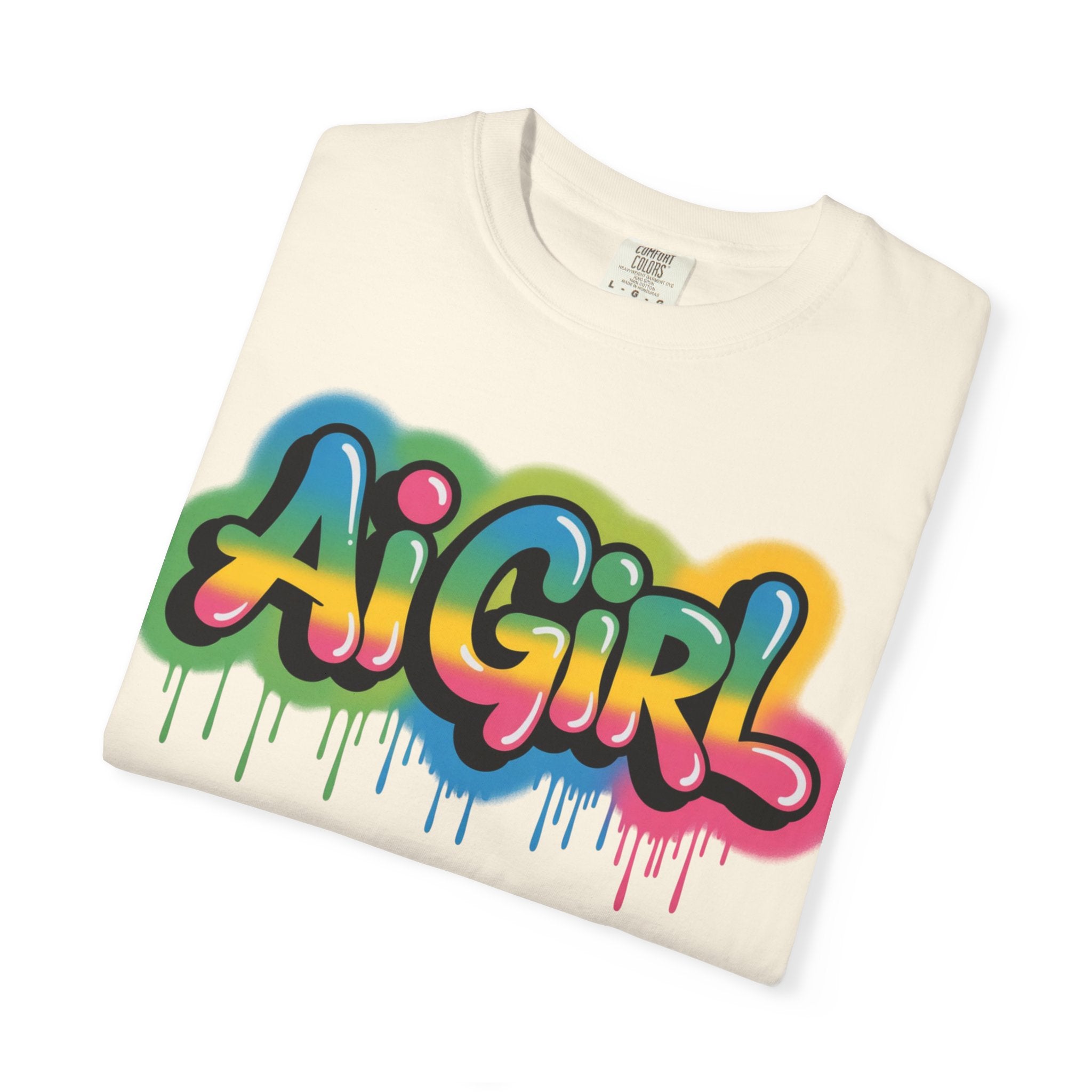 Ai Girl  "Graffiti Glow " Unisex Heavy Blend Garment-Dyed T-shirt