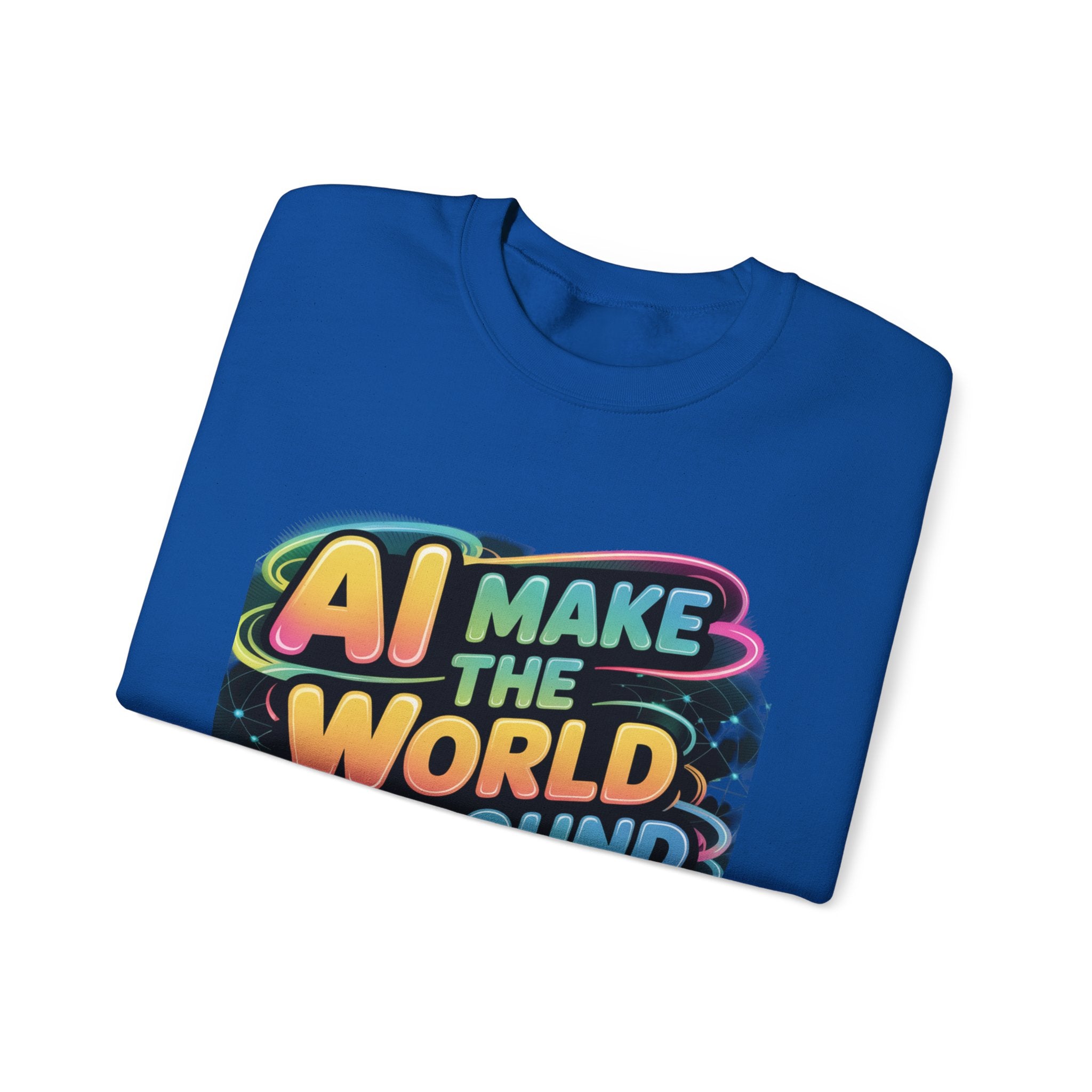 AI MAKE THE WORLD GO ROUND  "Techno Orbit"  Heavy Blend™ Crewneck Sweatshirt