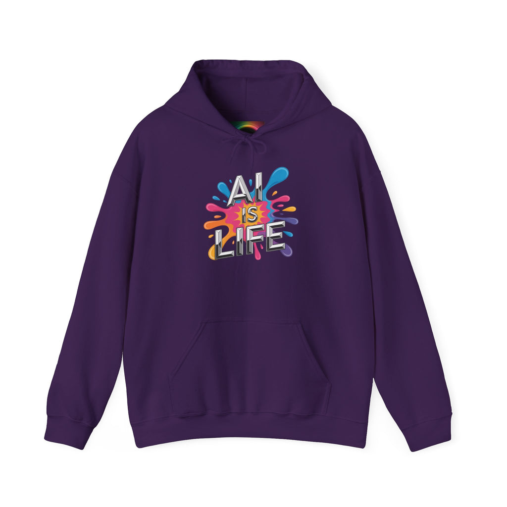 AI is Life "CHROME SPLATTER" Unisex Graphic Pullover Hoodie