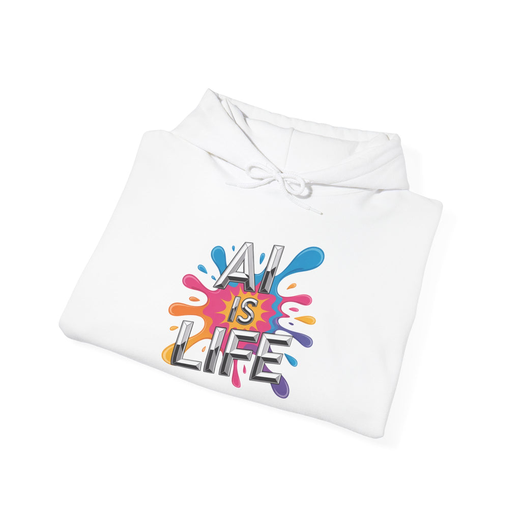 AI is Life "CHROME SPLATTER" Unisex Graphic Pullover Hoodie
