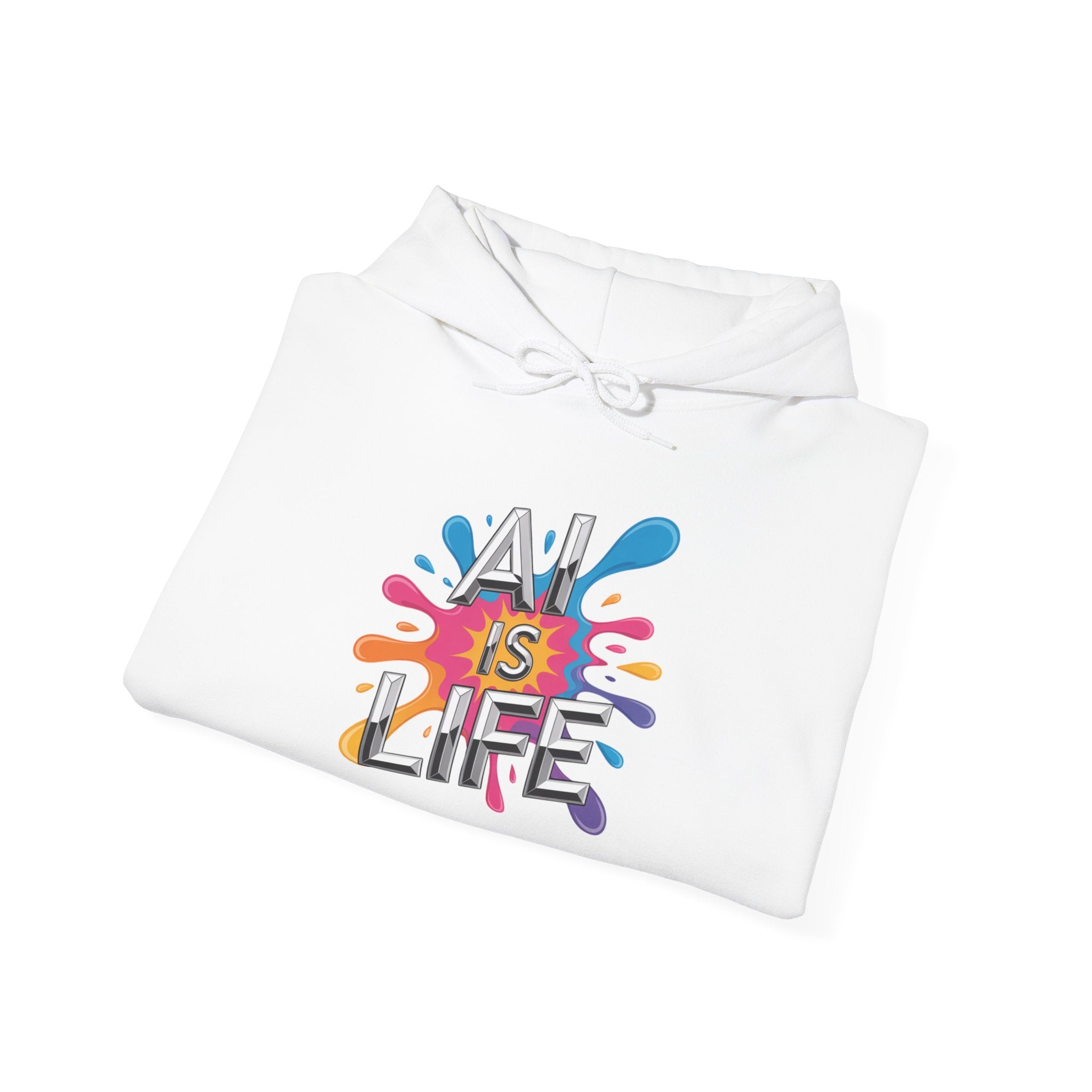 AI is Life "CHROME SPLATTER" Unisex Graphic Pullover Hoodie