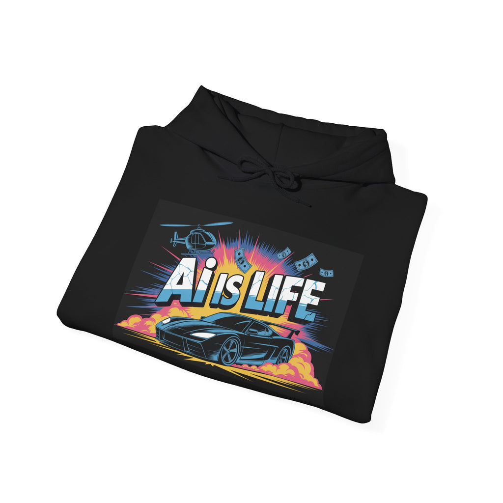 AI is LIFE " Action Mode "  Unisex Heavy Blend™ Hooded Sweatshirt