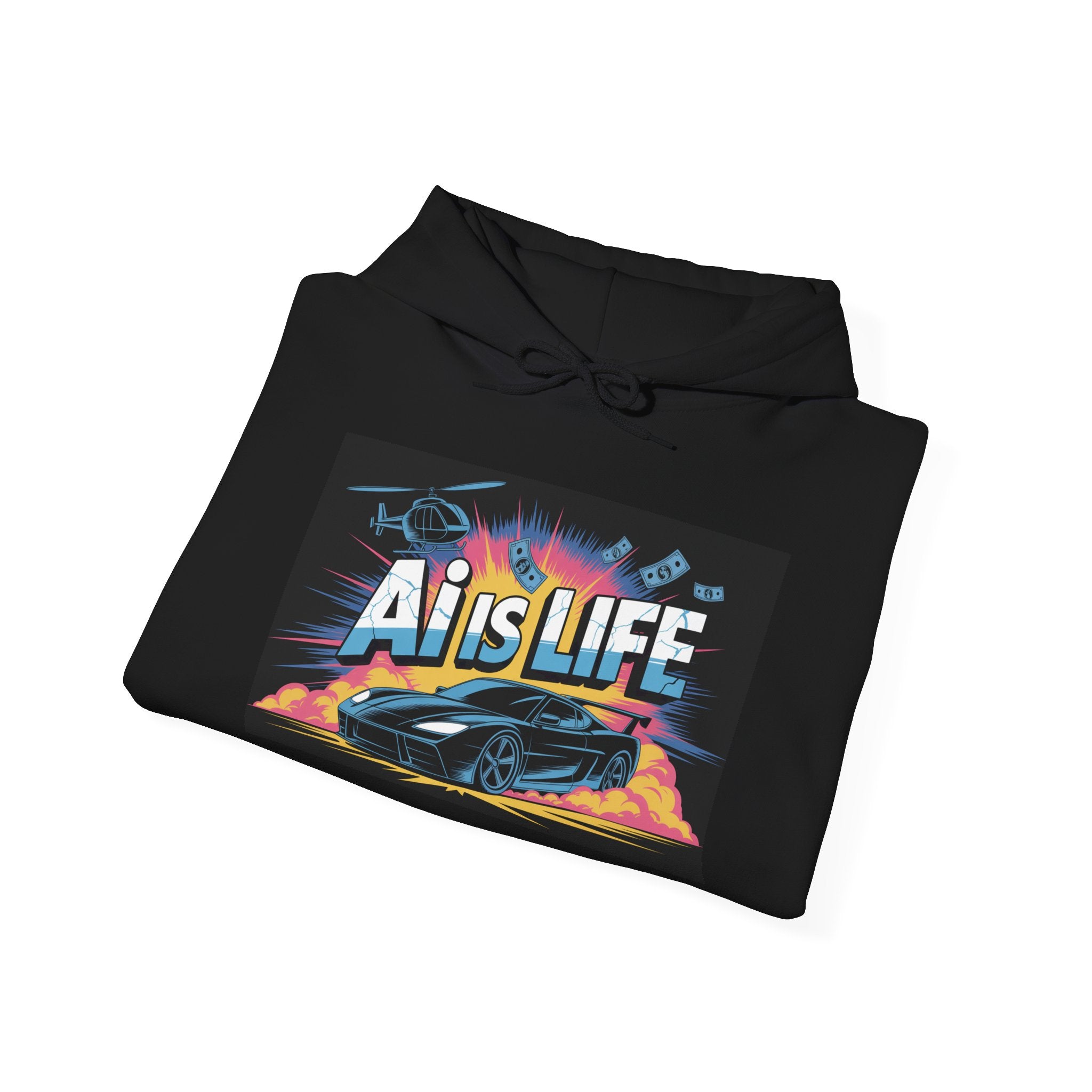 AI is LIFE " Action Mode "  Unisex Heavy Blend™ Hooded Sweatshirt