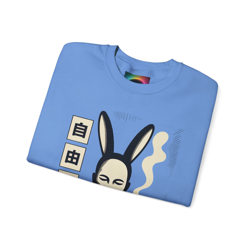 Weird AI Tee "CYBER RABBIT NOIR" Retro Bunny-Masked AI Graphic Crewneck Sweatshirt