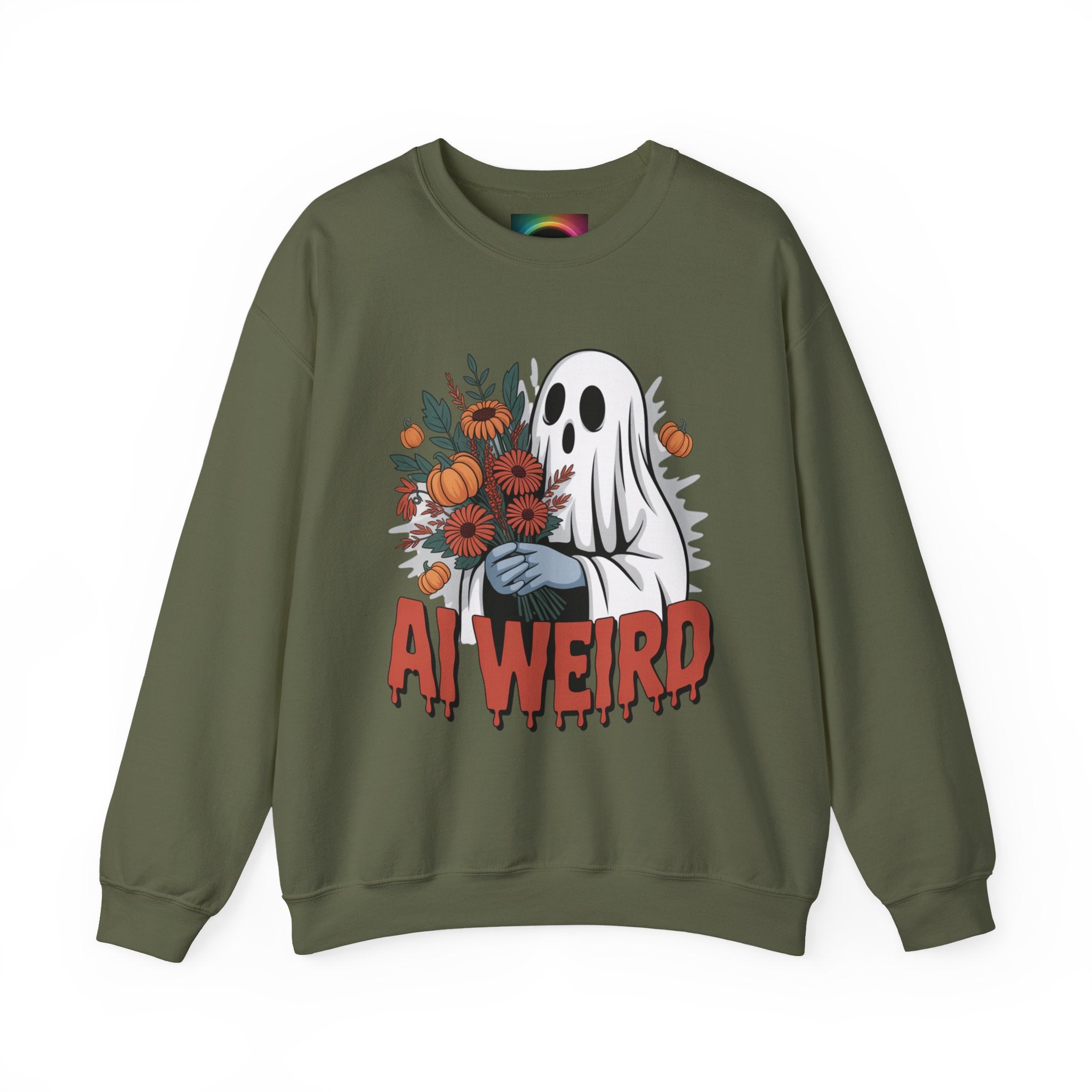 AI Weird "Glitch Garden  Ghost" Unisex Garment-Dyed Sweatshirt