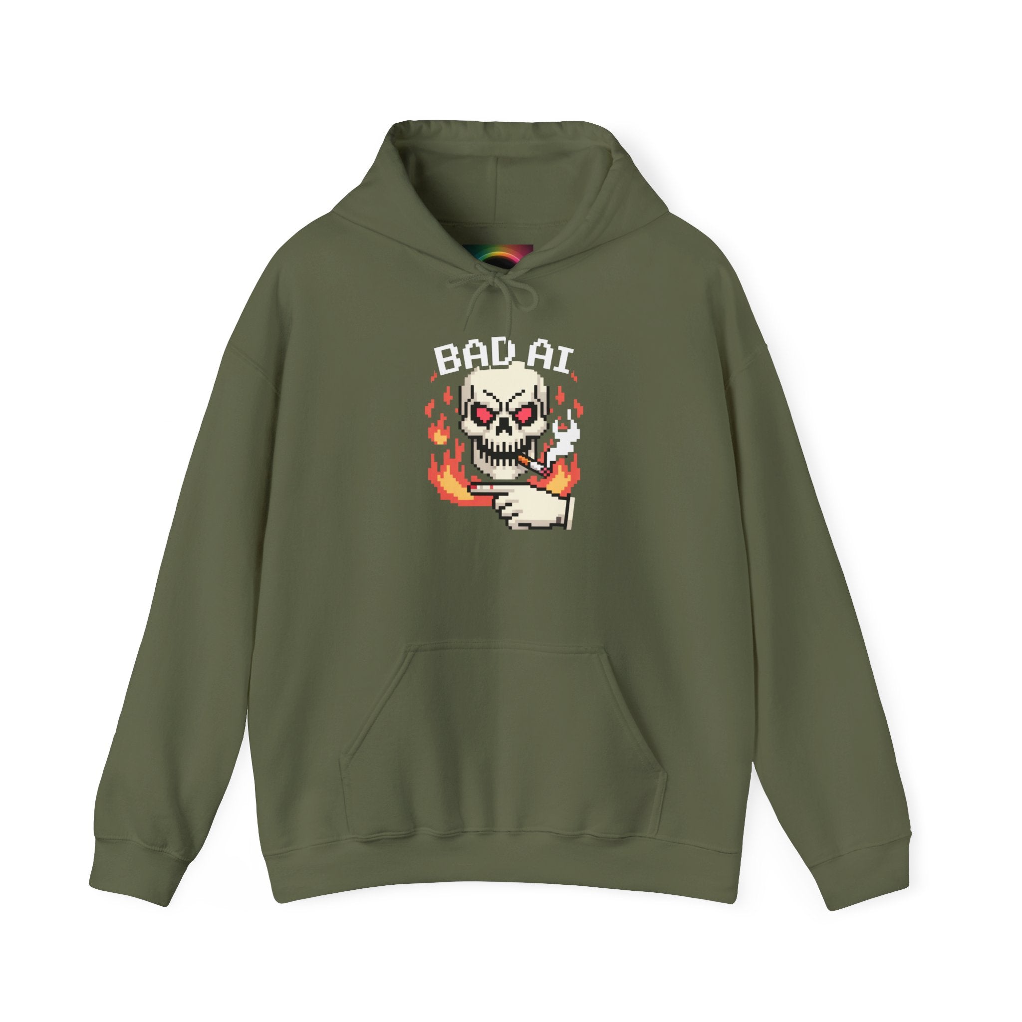 Bad AI Skull Hoodie — "CYBER BONE COMMAND"Hooded Sweatshirt