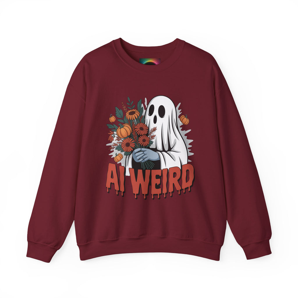 AI Weird "Glitch Garden  Ghost" Unisex Garment-Dyed Sweatshirt