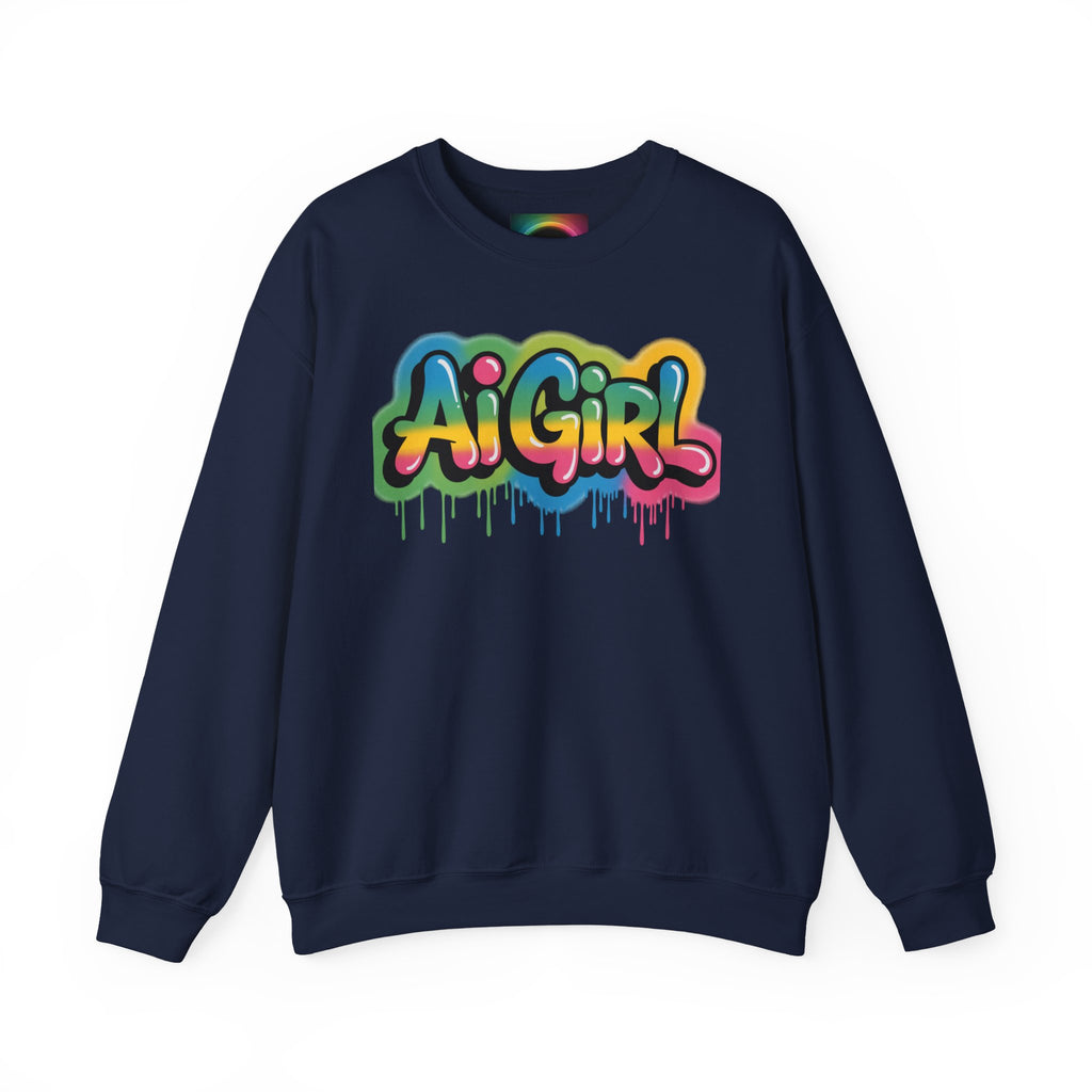 Ai Girl "Graffiti Glow" Unisex Heavy Blend Crewneck Sweatshirt