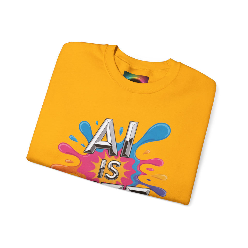 AI is Life "CHROME SPLATTER" Unisex Color Splash Graphic Crewneck Sweatshirt