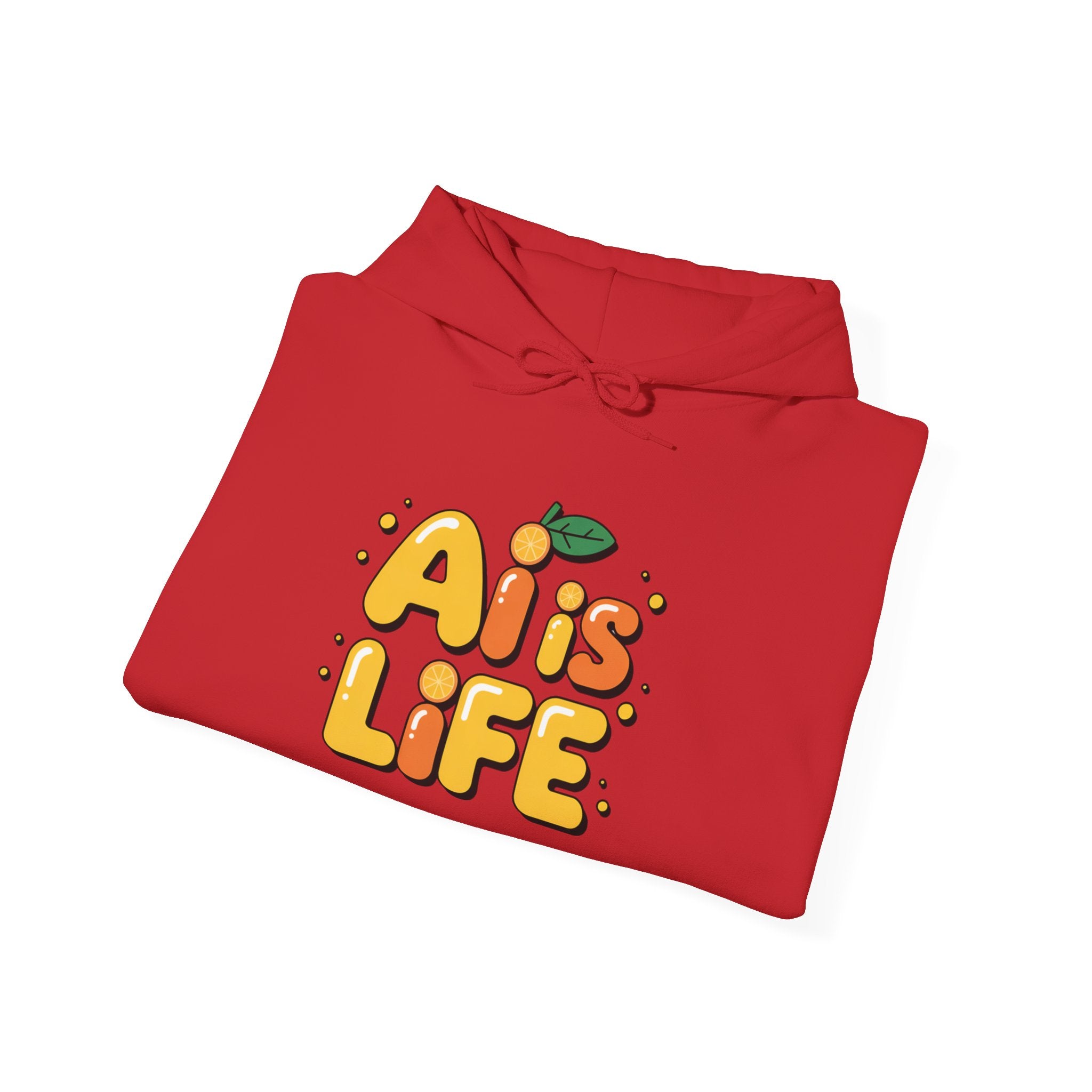 2. AI is LIFE  "Orange Overclock" Unisex Heavy Blend™ Hooded Sweatshirt