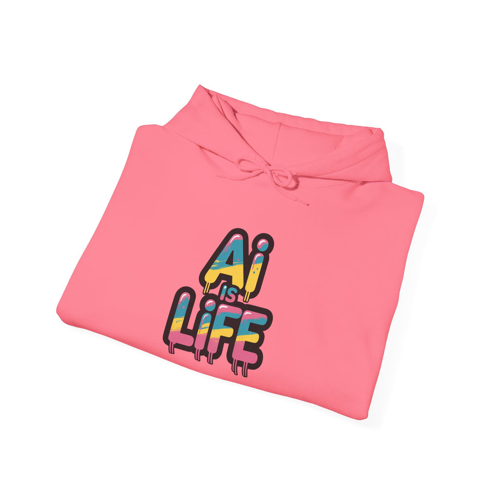 AI IS LIFE " Neon Circuit "  Unisex Heavy Blend™ Hooded Sweatshirt