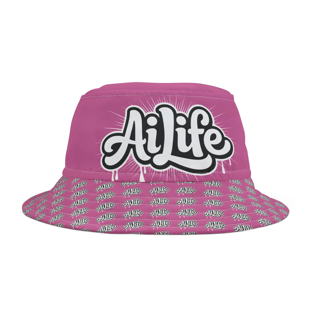 AI is Life "HOT PINK LOGO MANIA" Bucket Hat (AOP)