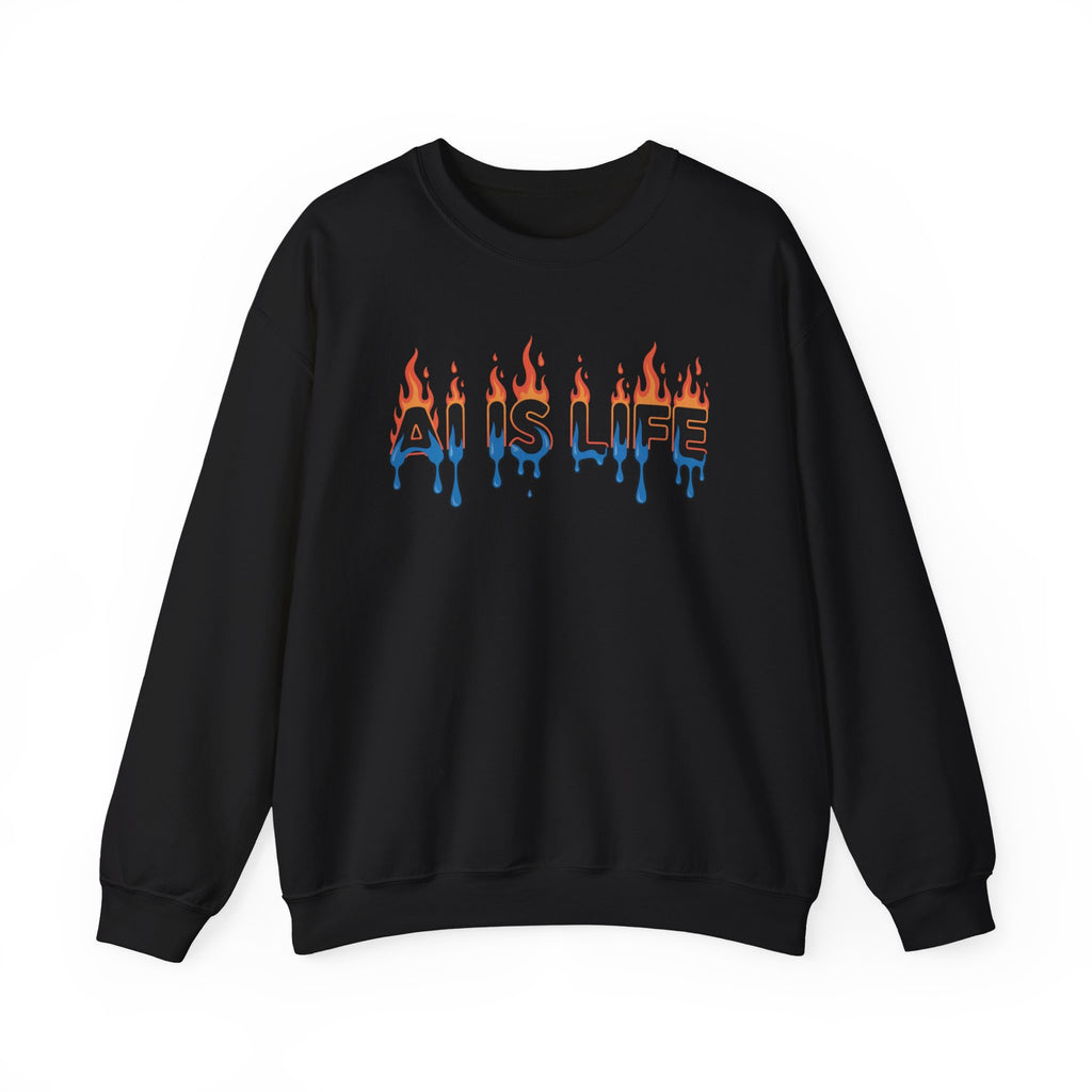 AI IS LIFE – “AI MELTDOWN” Unisex Heavy Blend™ Crewneck Sweatshirt
