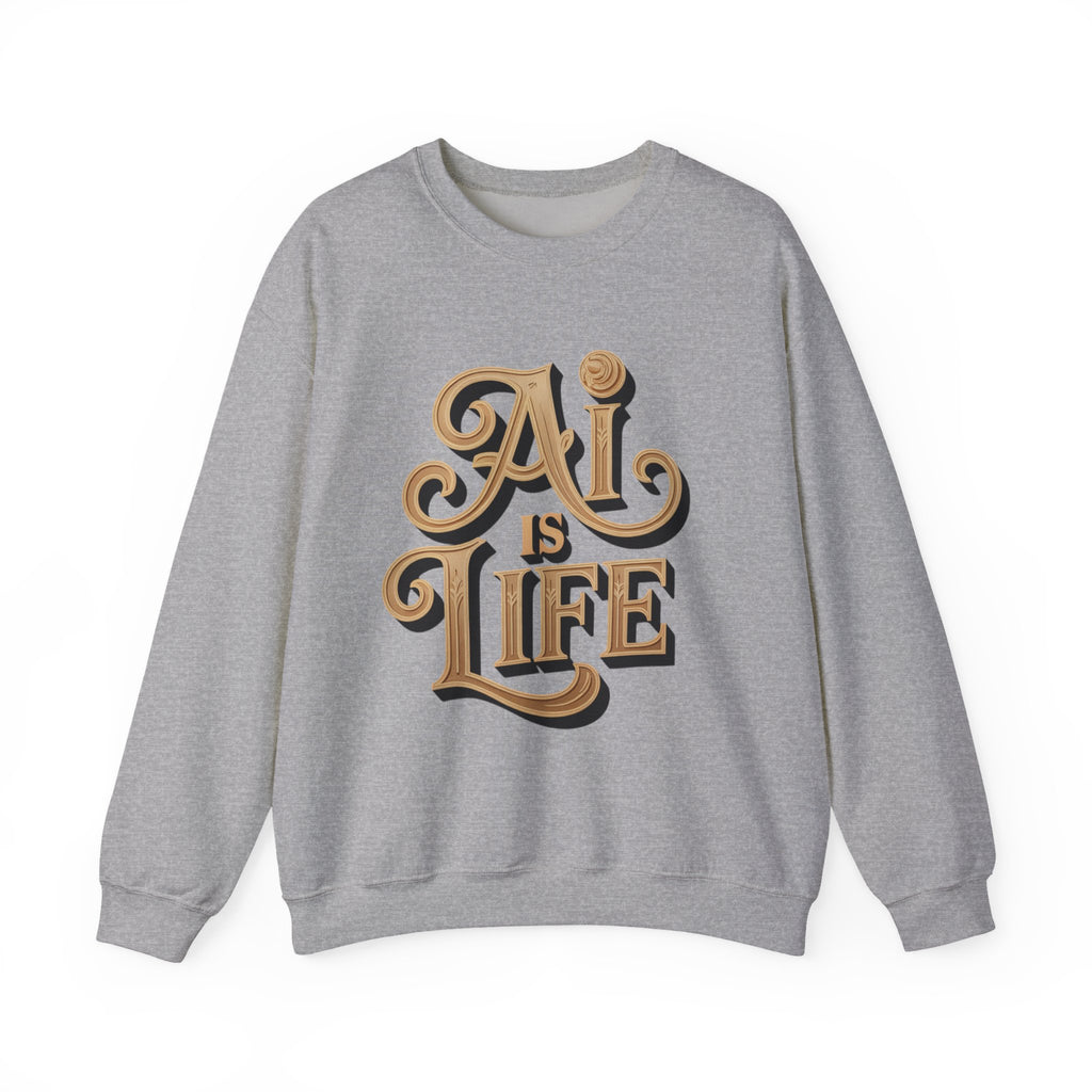 AI IS LIFE  "Golden Neuralwave"  Unisex Heavy Blend™ Crewneck Sweatshirt