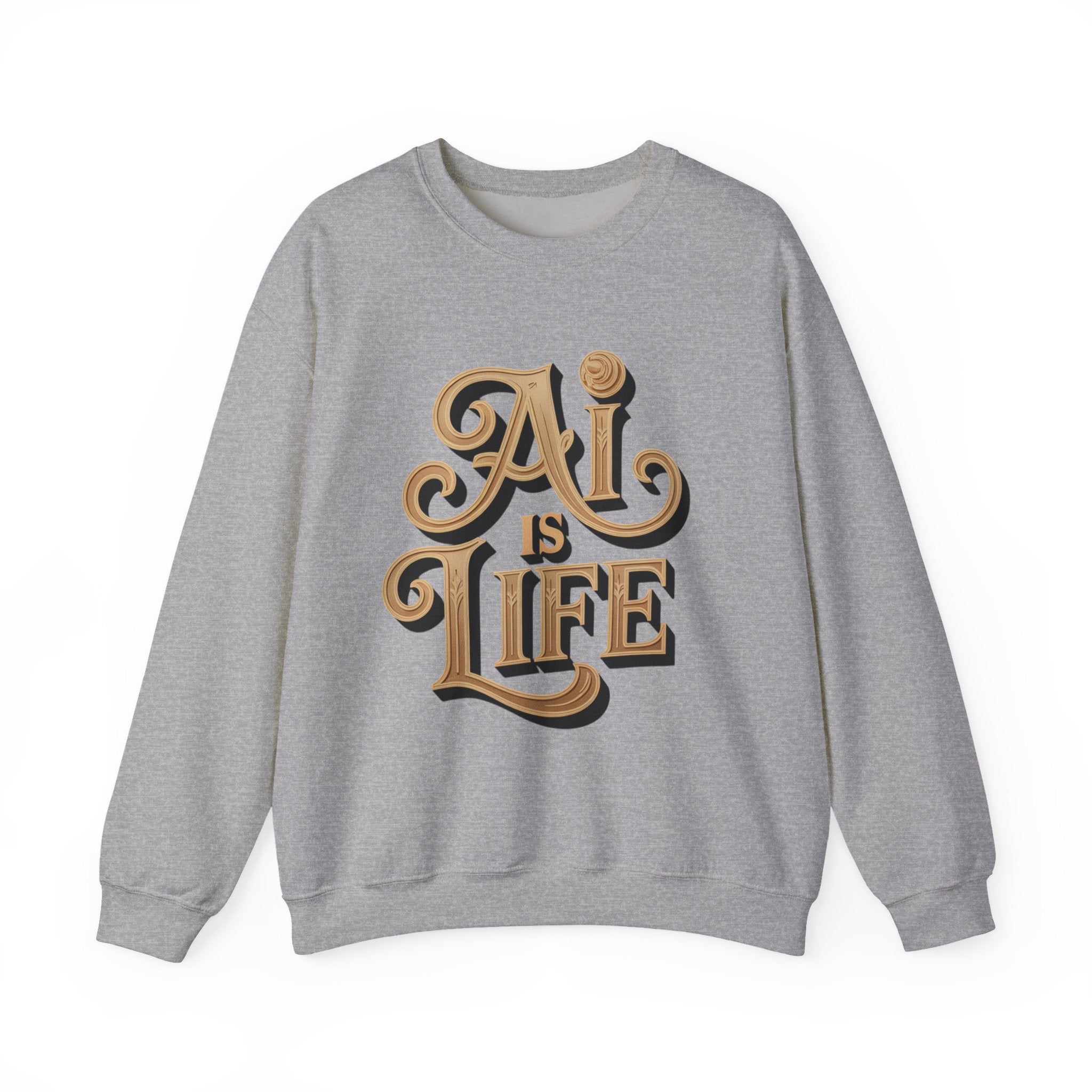 AI IS LIFE  "Golden Neuralwave"  Unisex Heavy Blend™ Crewneck Sweatshirt