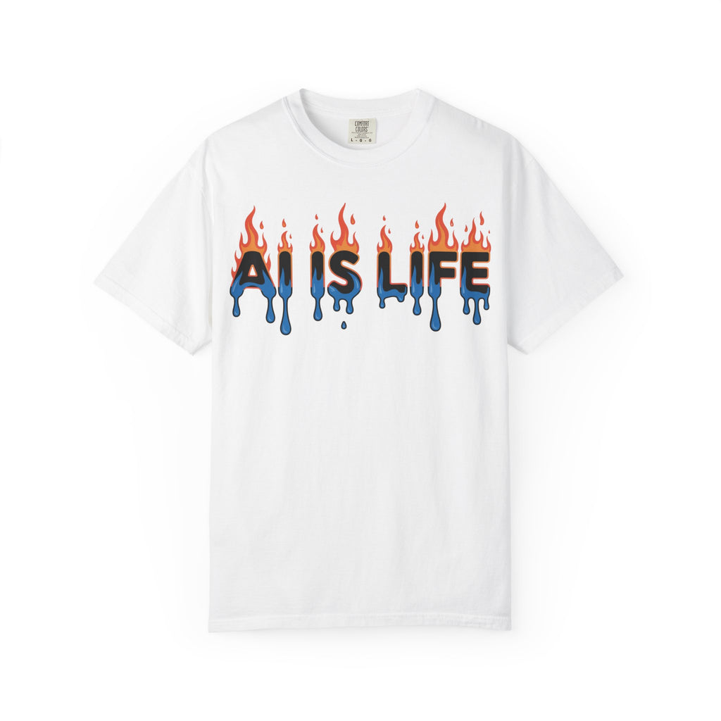 AI IS LIFE – “AI MELTDOWN” Unisex Garment-Dyed T-shirt